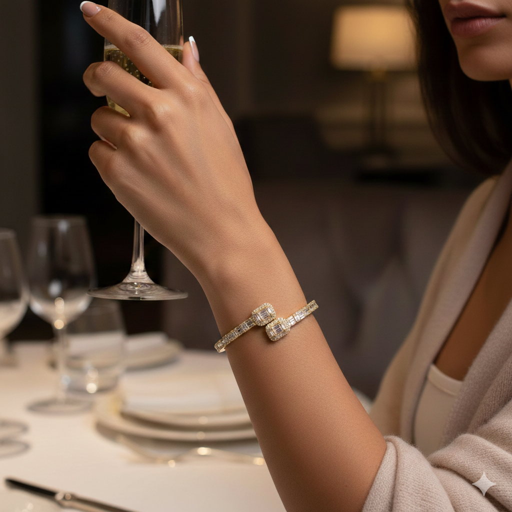 Rectangle Baguette Diamond Bangle Bracelet