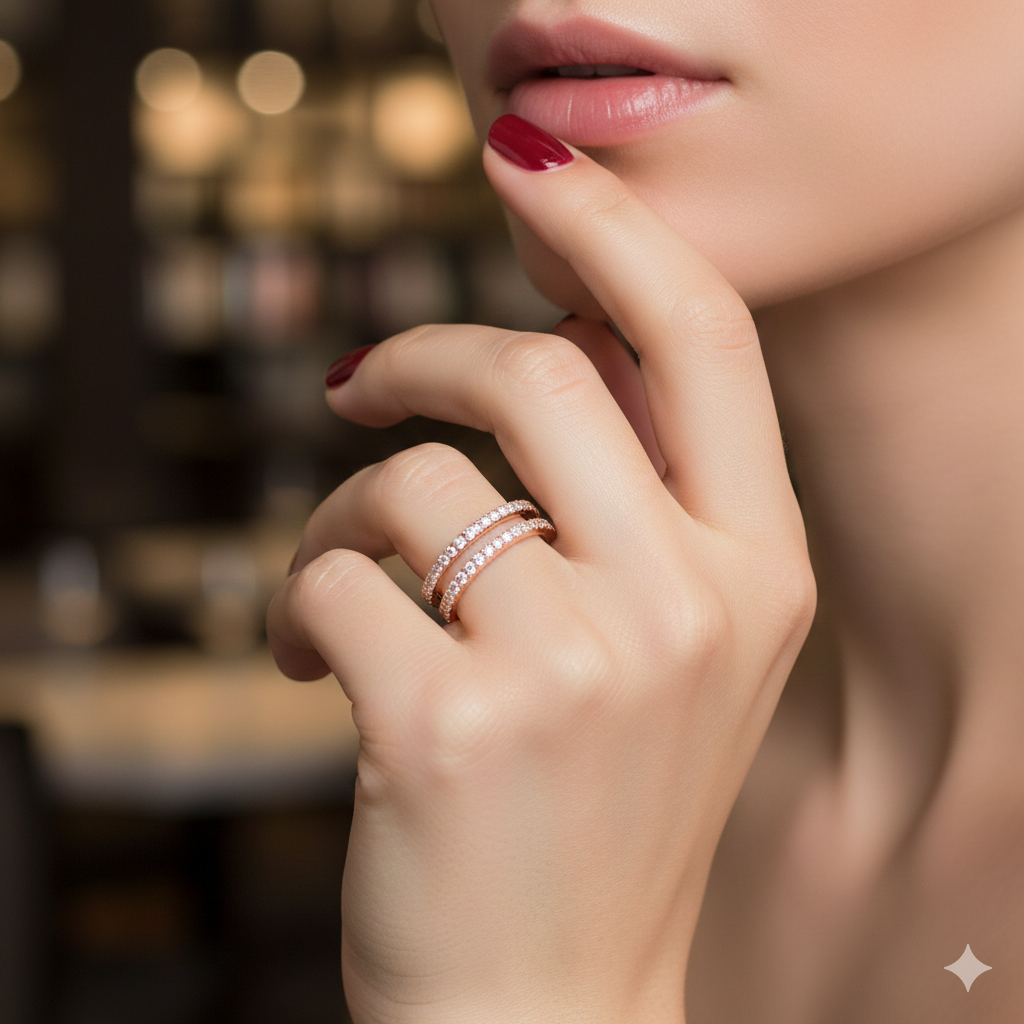 Two Row Apart Diamond Ring