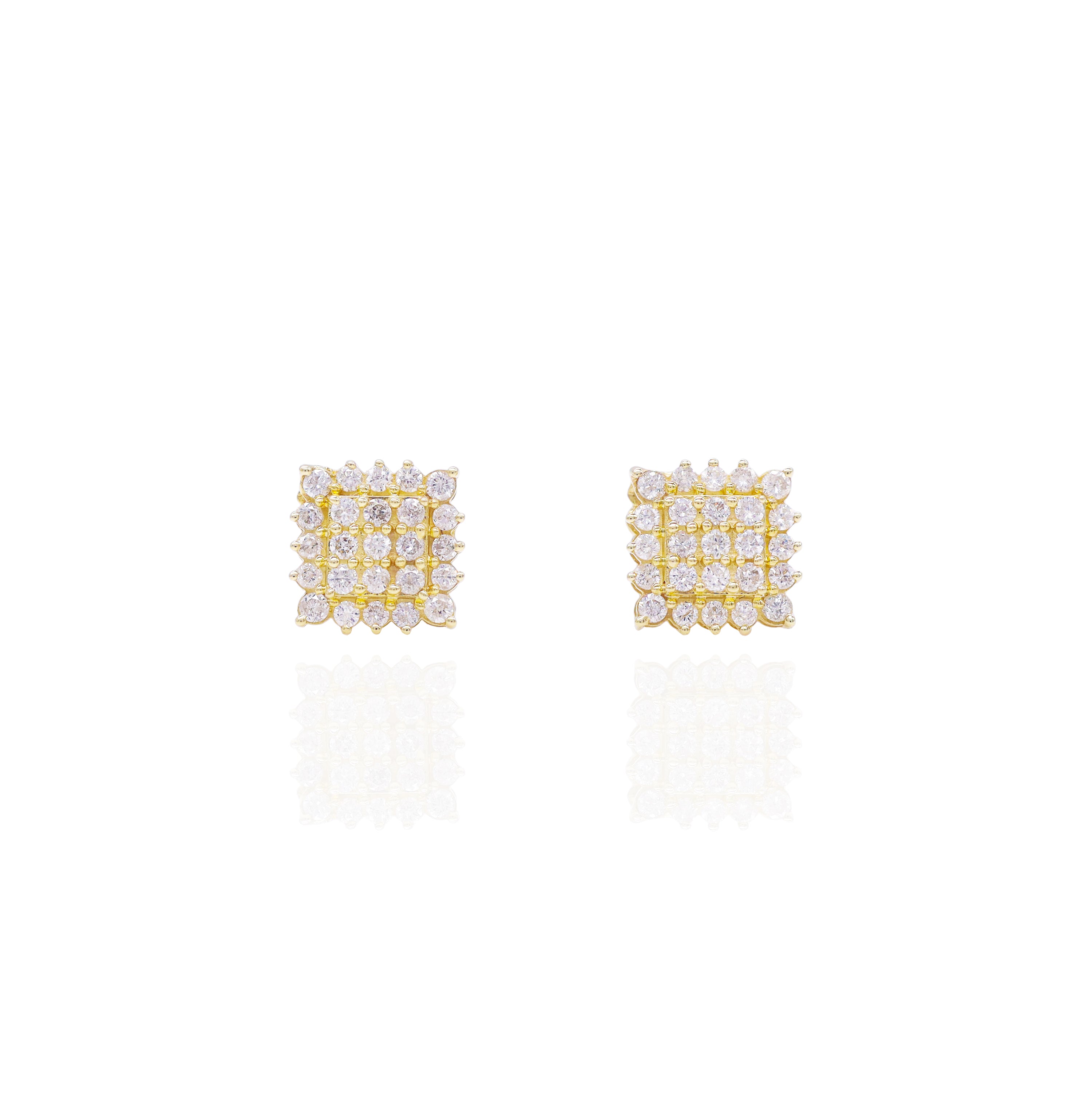 Square Shape Cluster Diamond Earrings