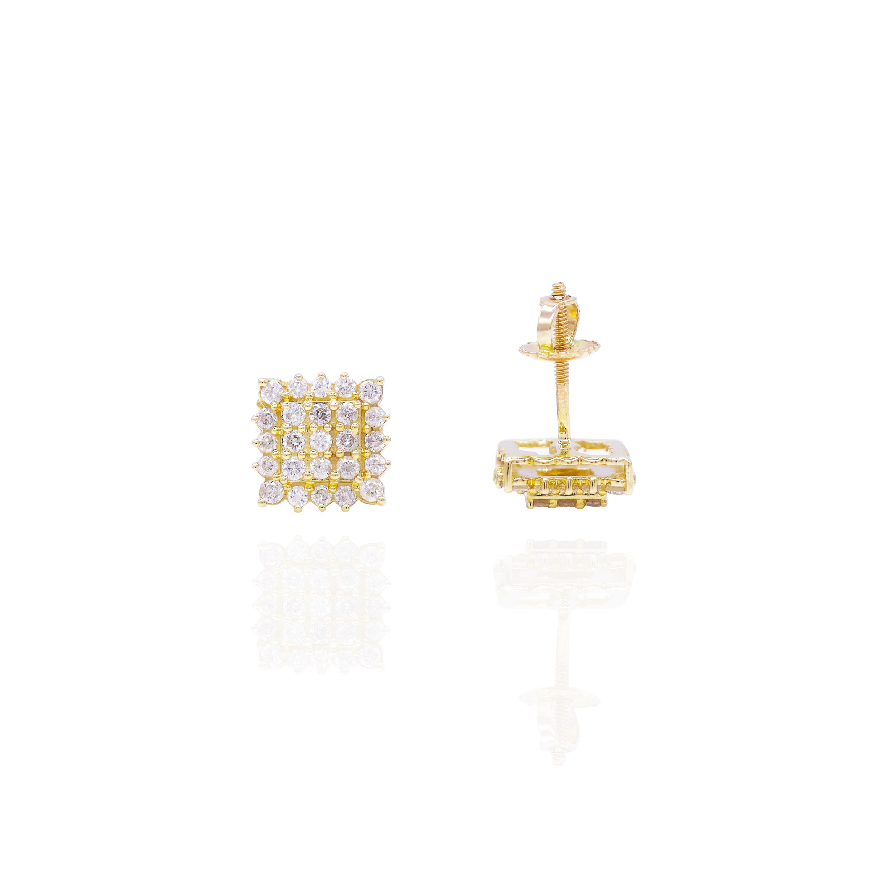 Square Shape Cluster Diamond Earrings