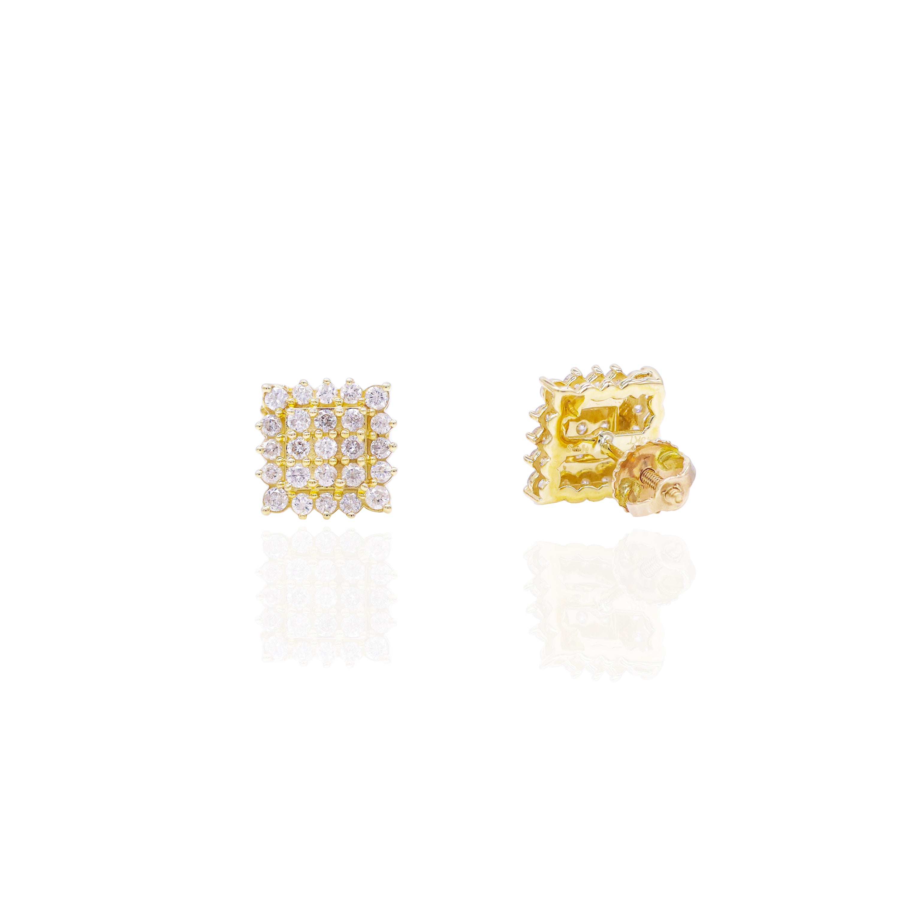 Square Shape Cluster Diamond Earrings