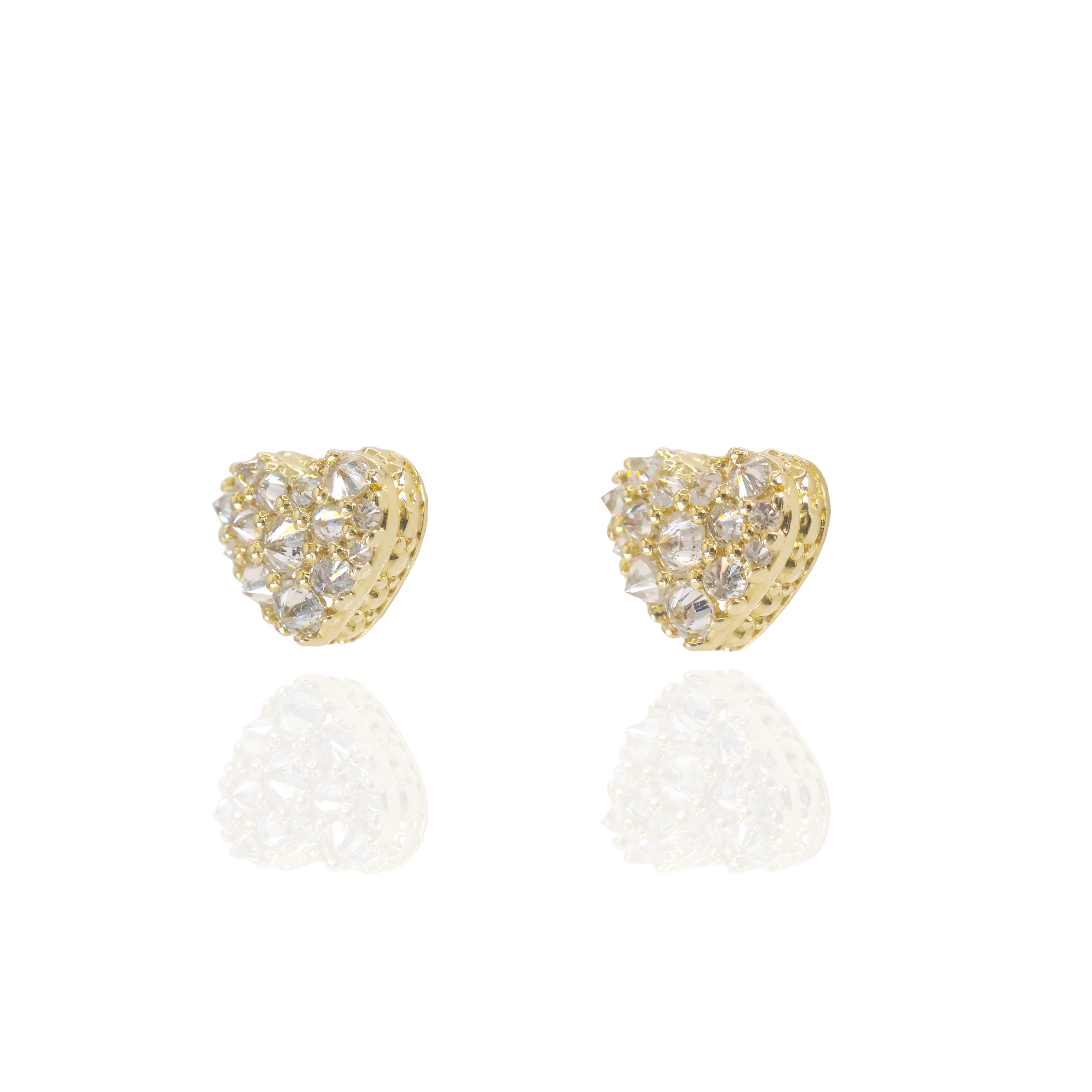 Upside Down Setting Diamond Heart Earrings