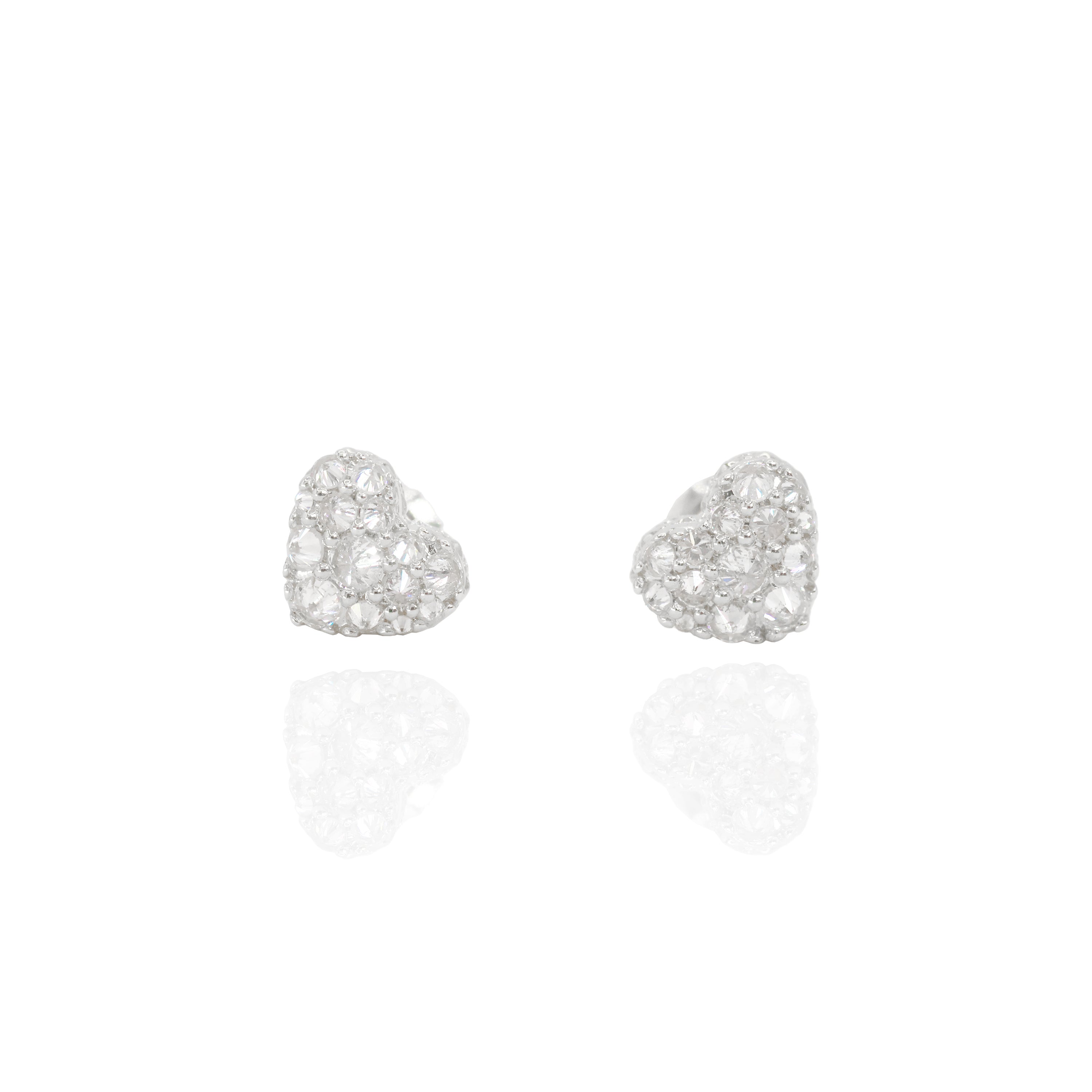 Upside Down Setting Diamond Heart Earrings