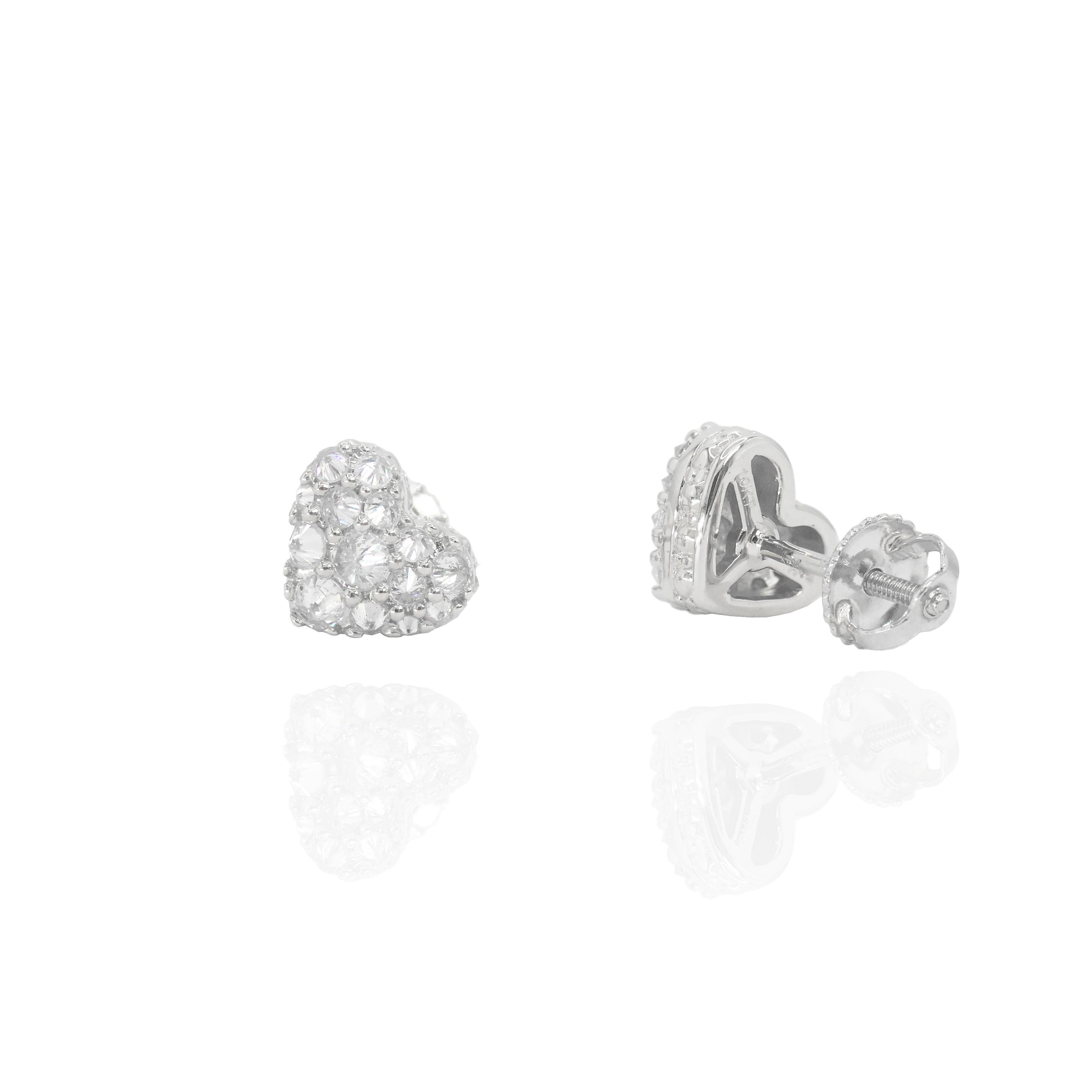 Upside Down Setting Diamond Heart Earrings
