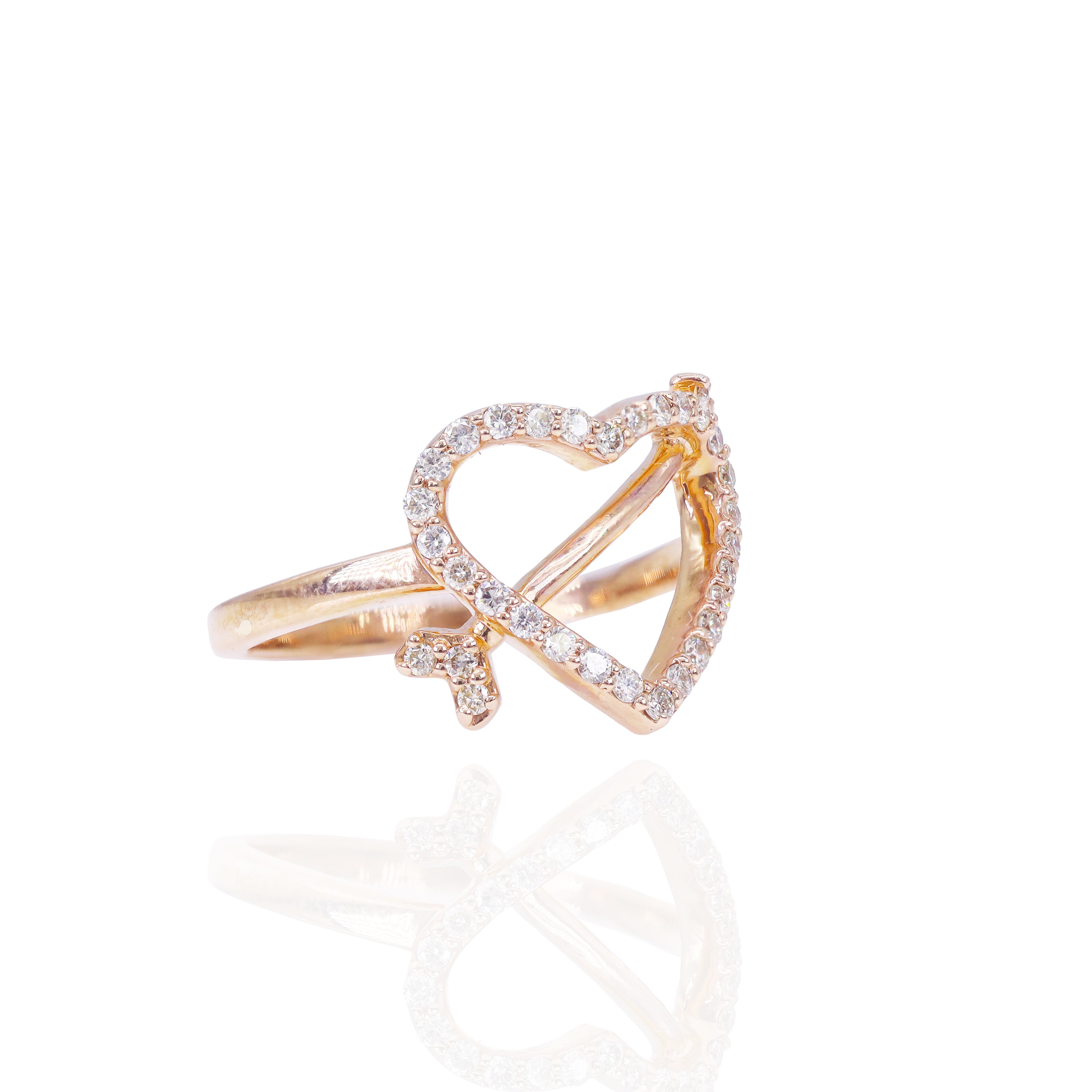 Open-Heart with Arrow Diamond Ring