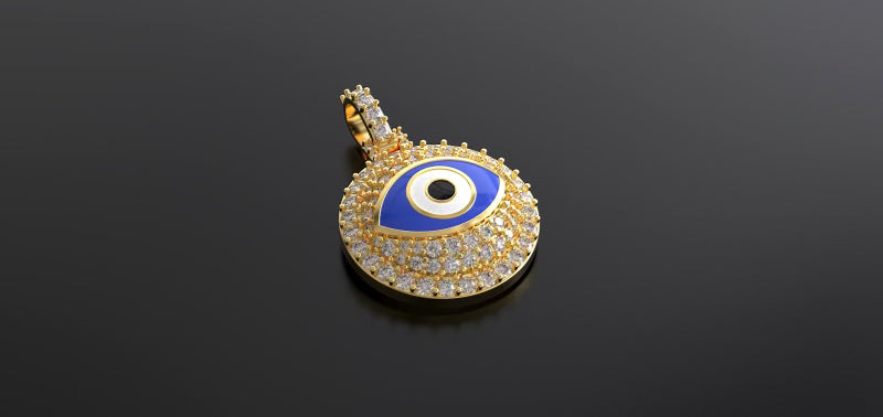 Diamond Evil Eye Pendant with Enamel Eye