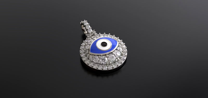 Diamond Evil Eye Pendant with Enamel Eye