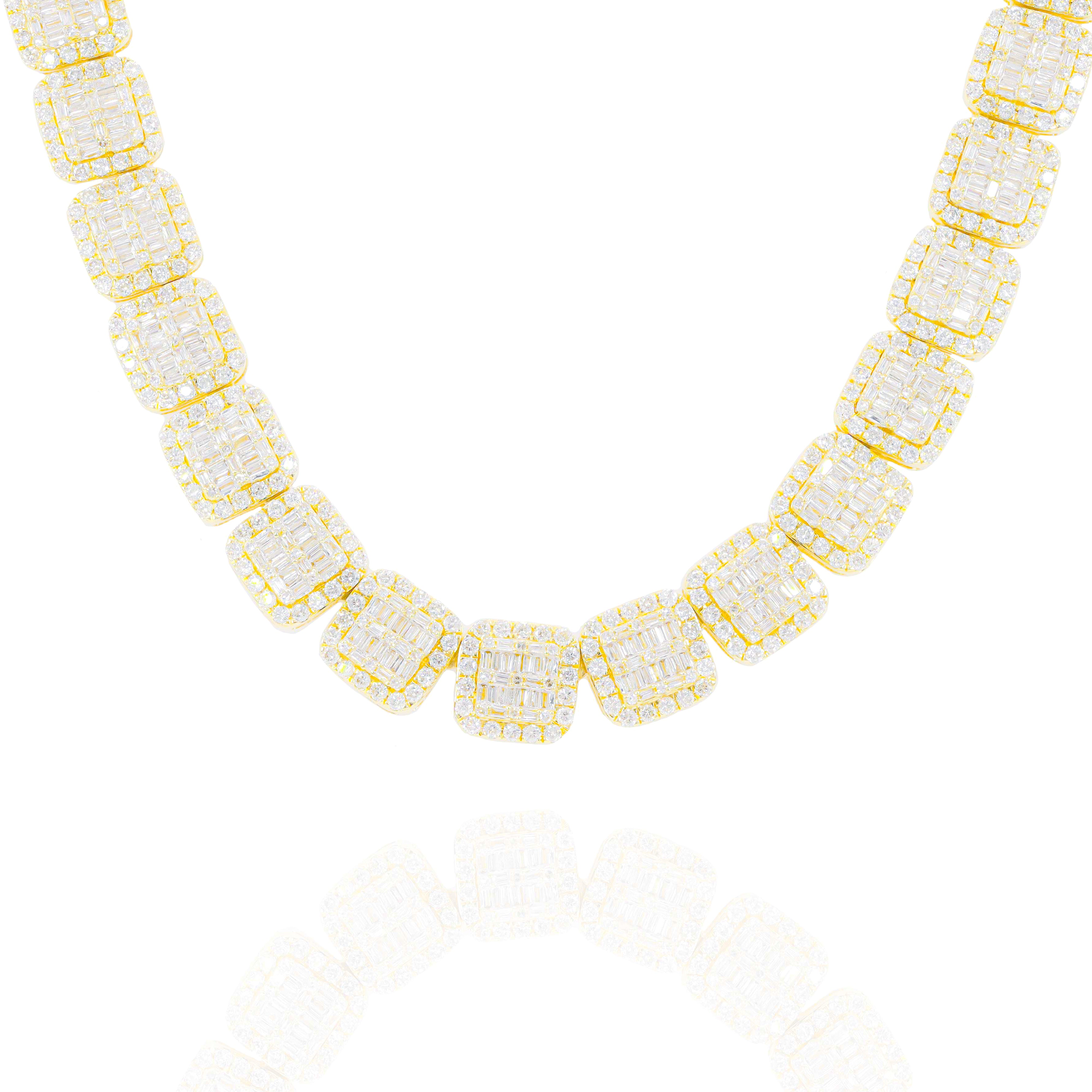 Square Baguette and Round Diamond Chain