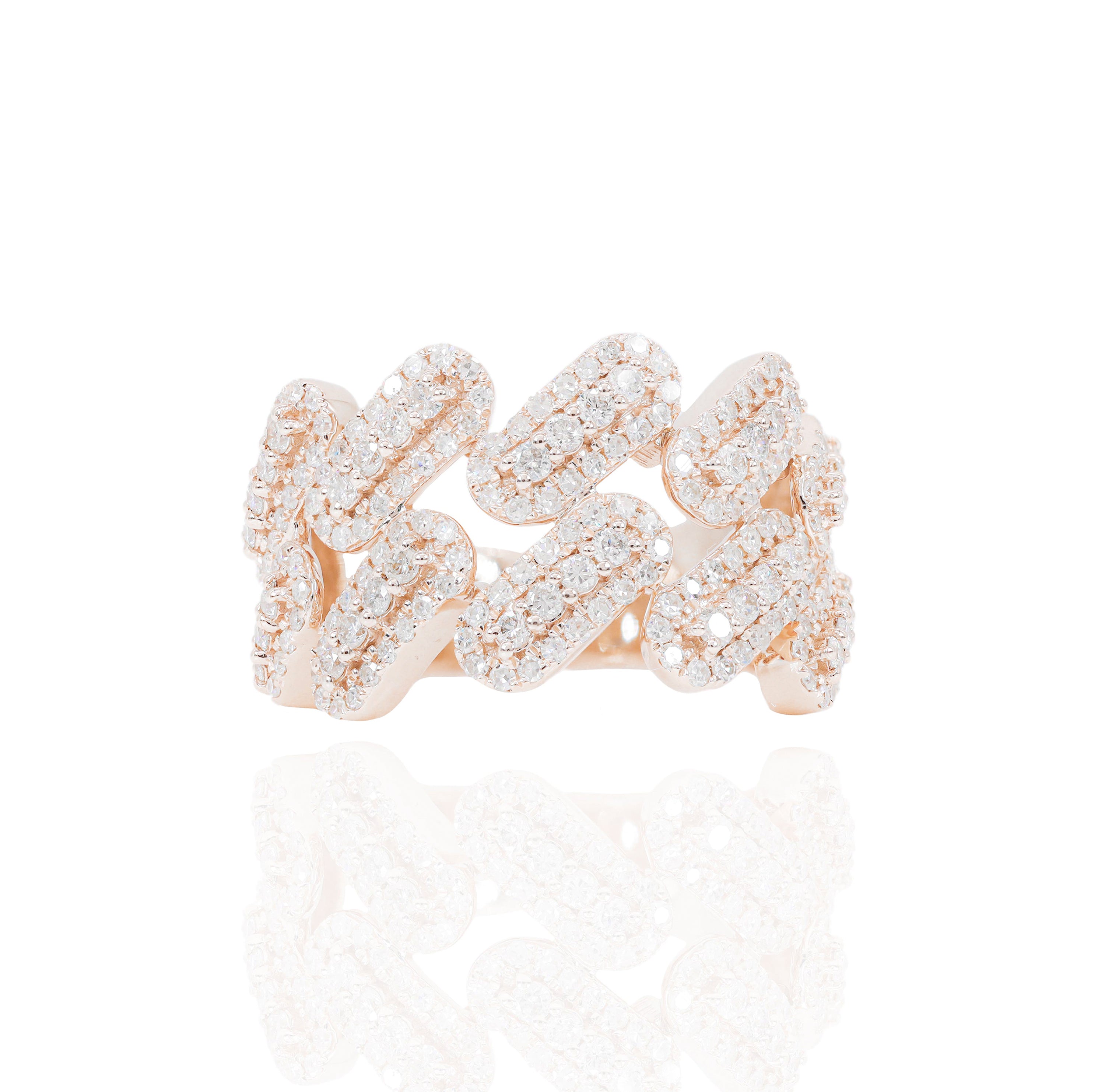 17mm Layered Cuban Diamond Ring
