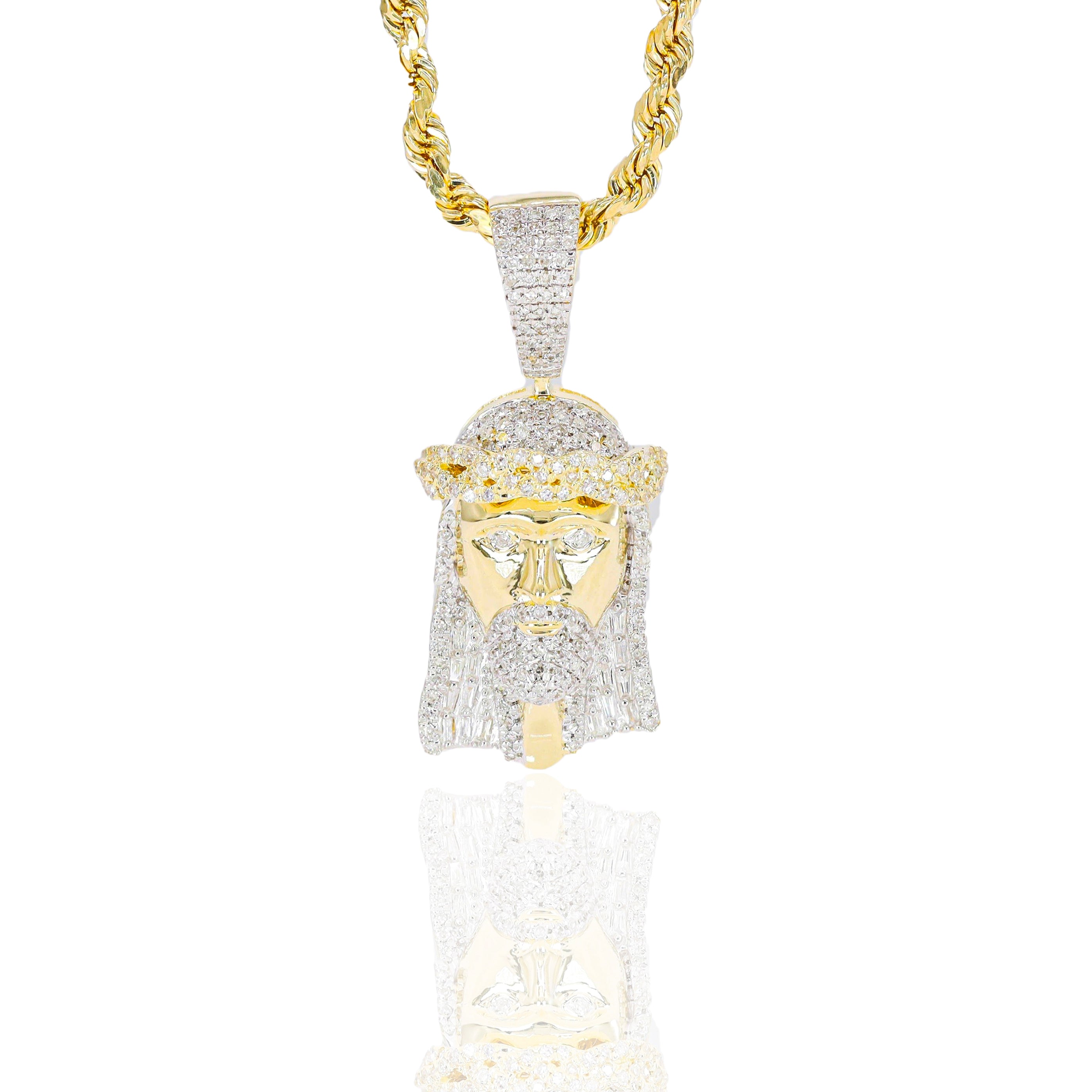Diamond Jesus Head Two-Tone Gold Pendant