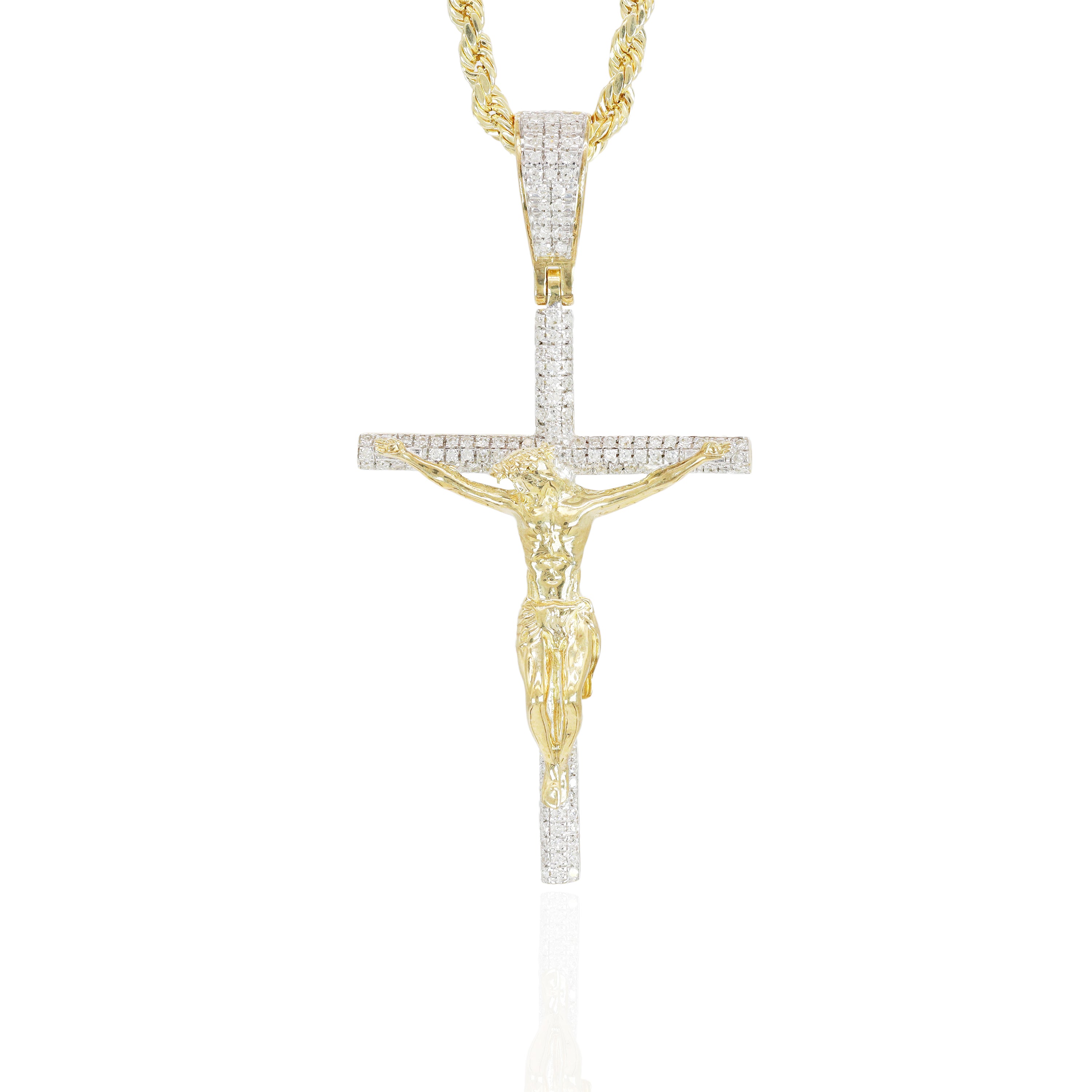 Gold Jesus on Cross Diamond Pendant