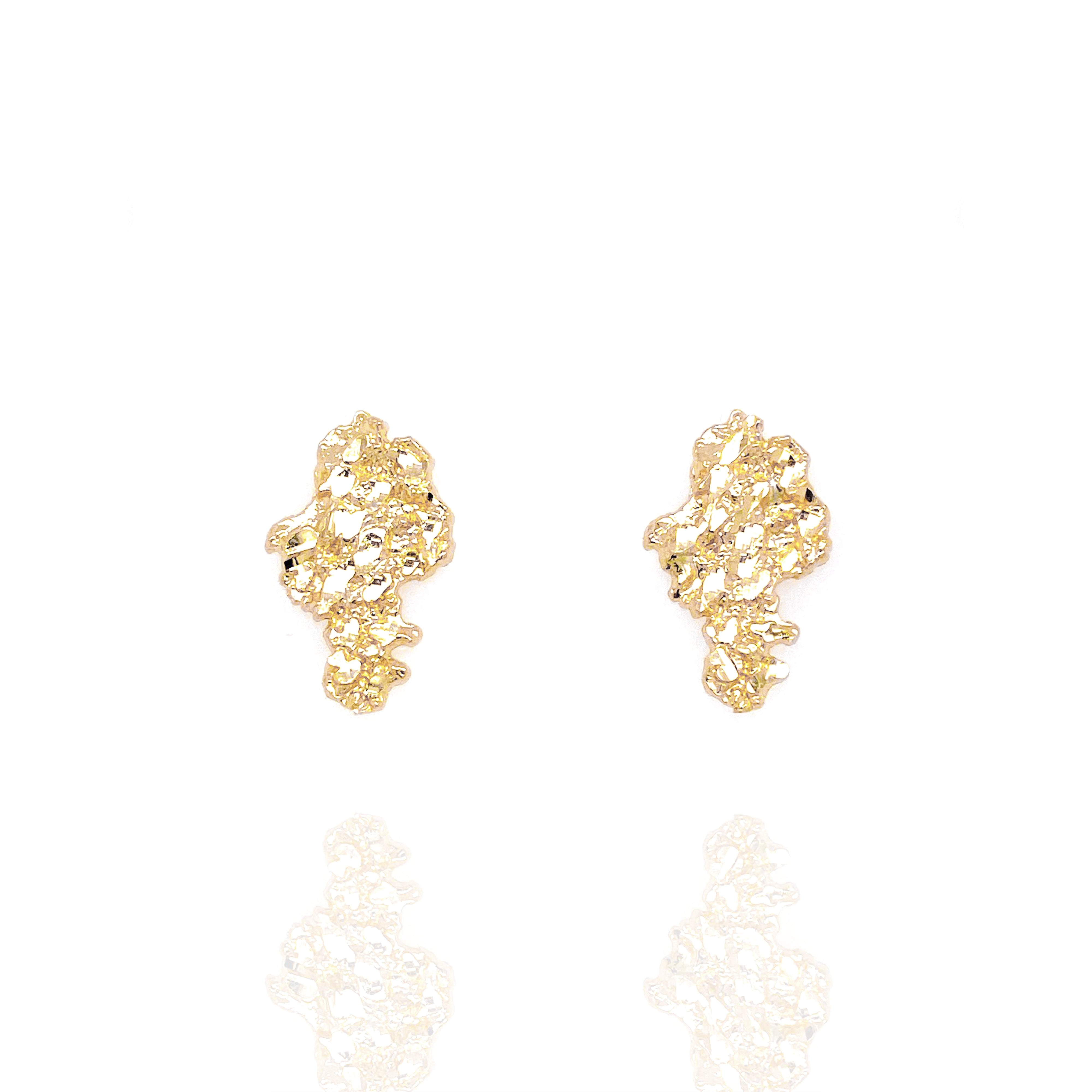 Solid Gold Nugget Style Earrings