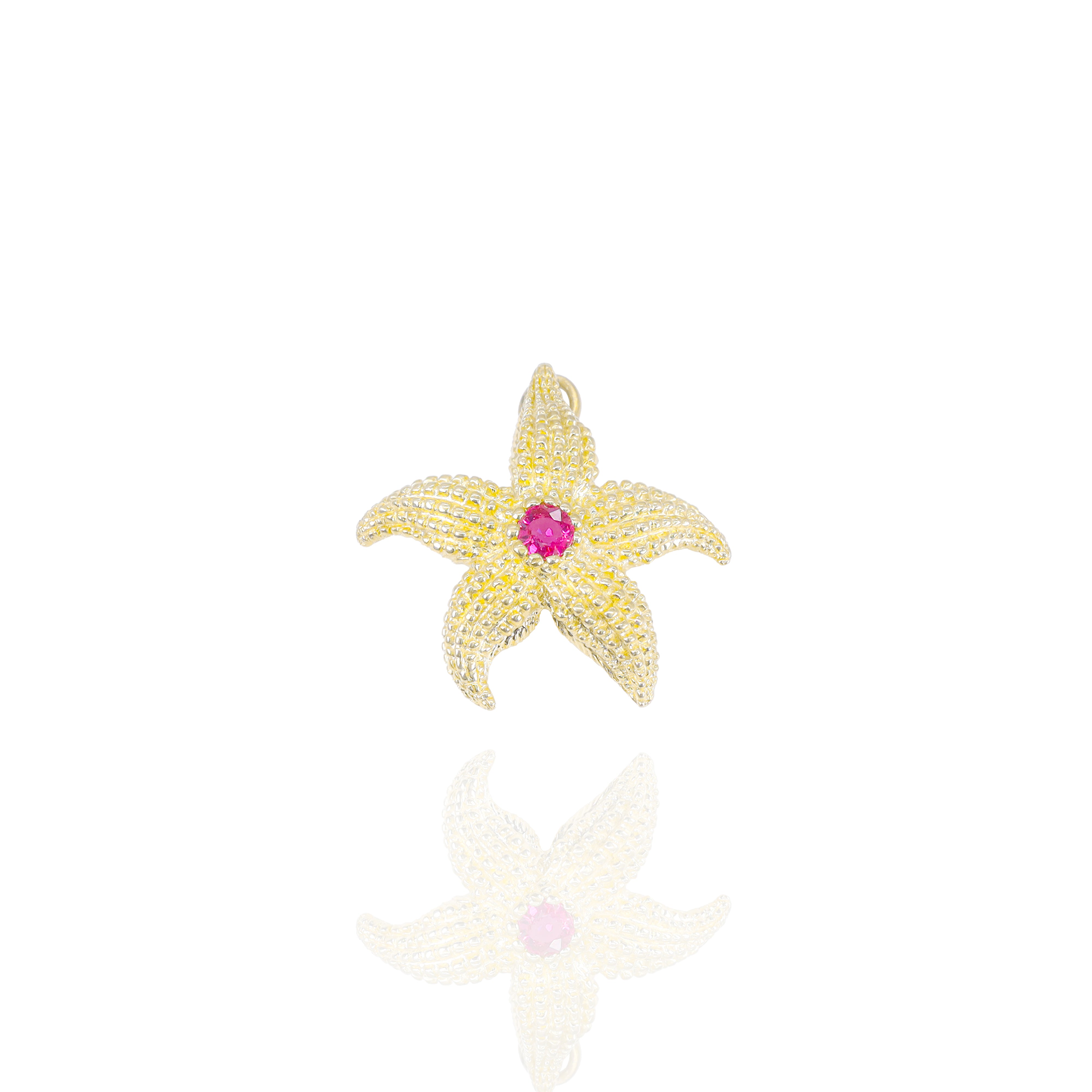 Starfish Gold Pendant with Ruby