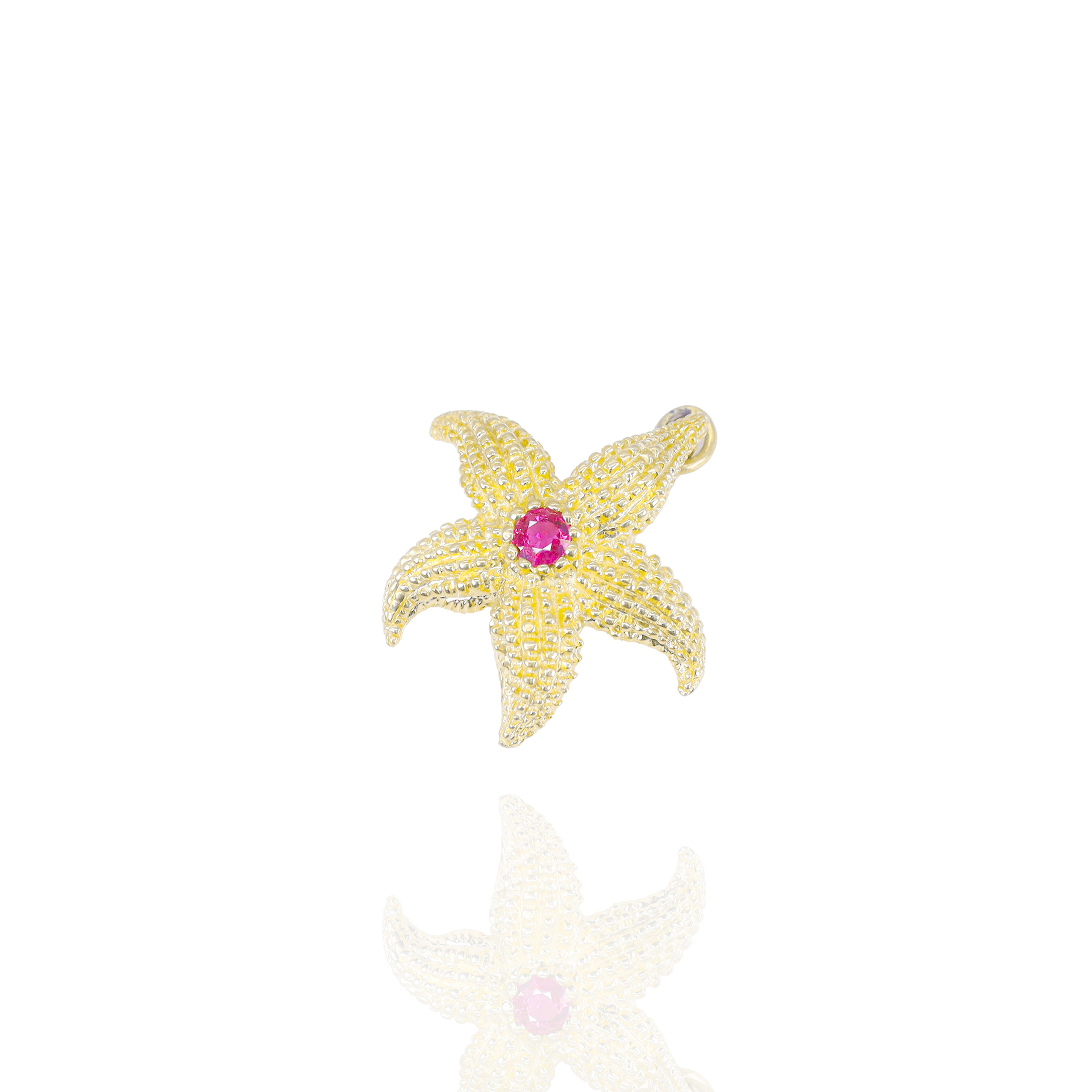 Starfish Gold Pendant with Ruby
