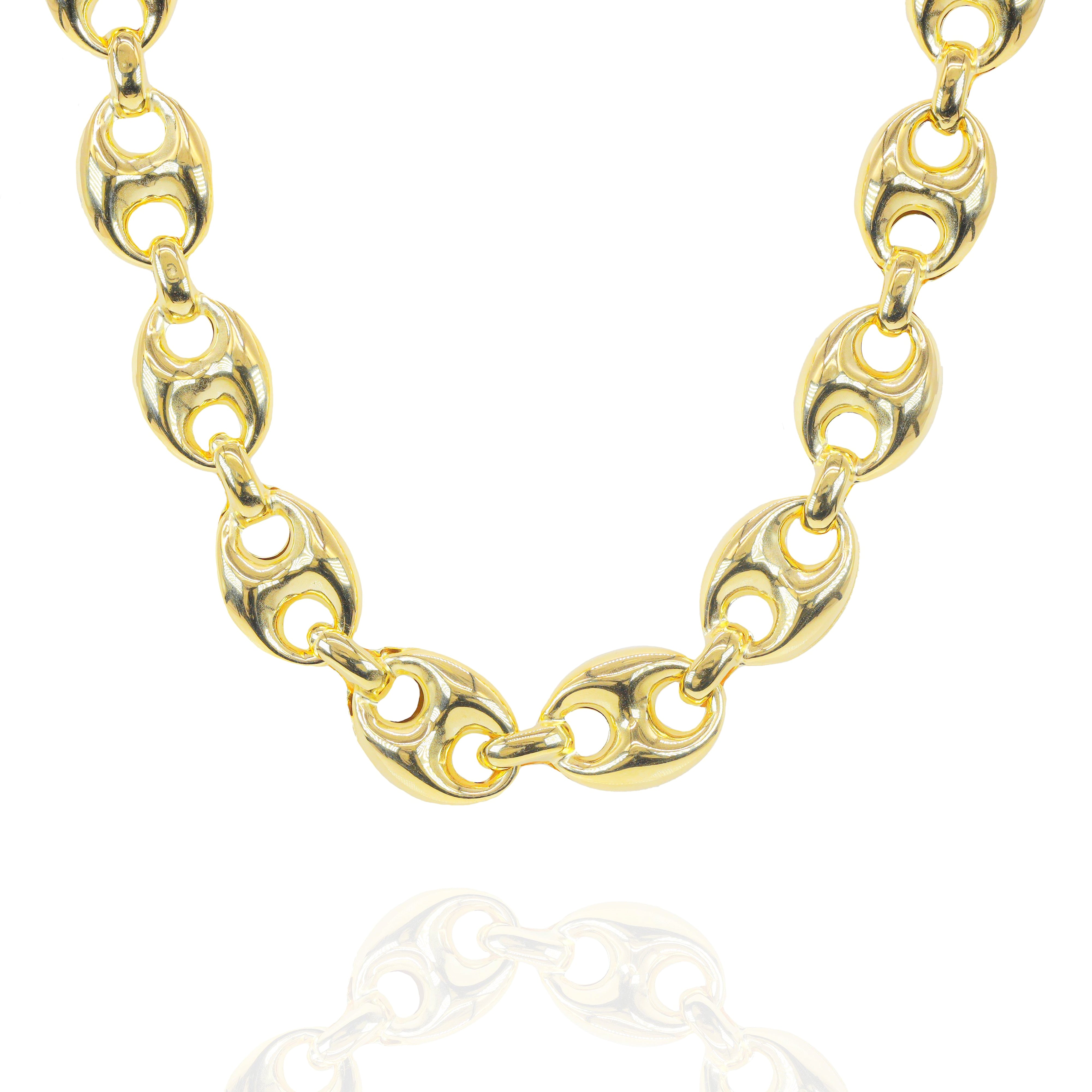 14KT Semi-Solid Mariner Link Yellow Gold Chain