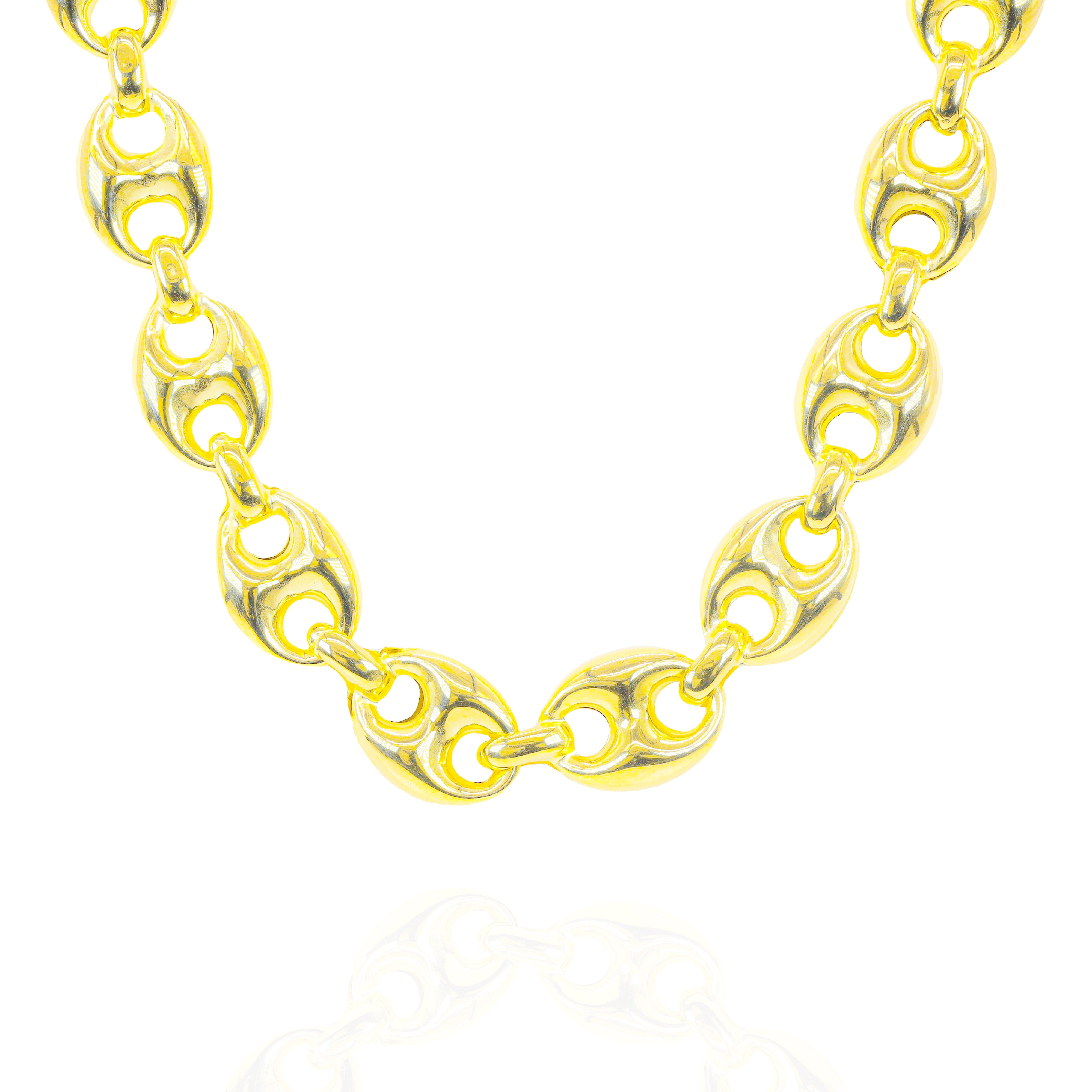 14KT Semi-Solid Puffed Gucci/Mariner Link Yellow Gold Chain