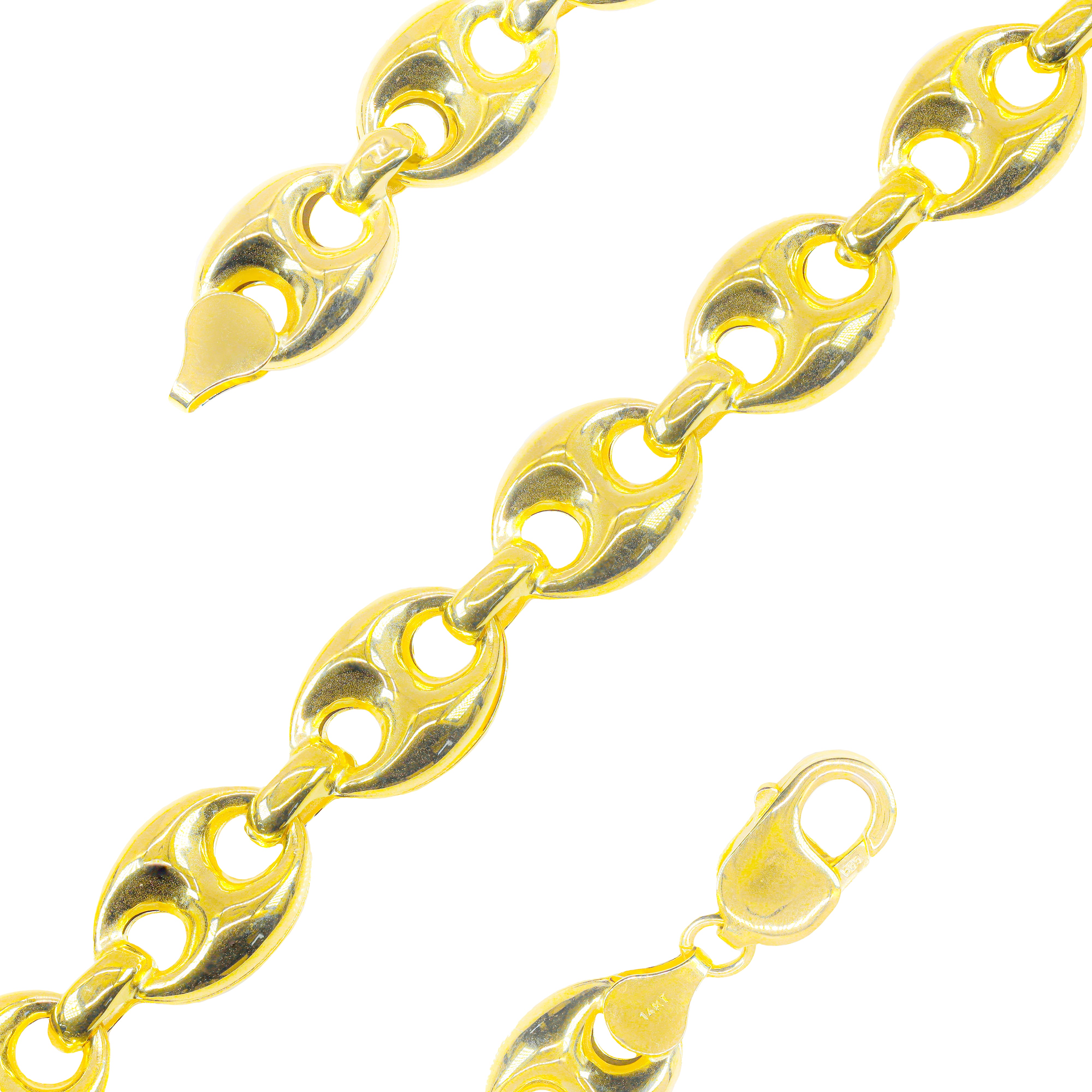 14KT Semi-Solid Puffed Gucci/Mariner Link Yellow Gold Chain