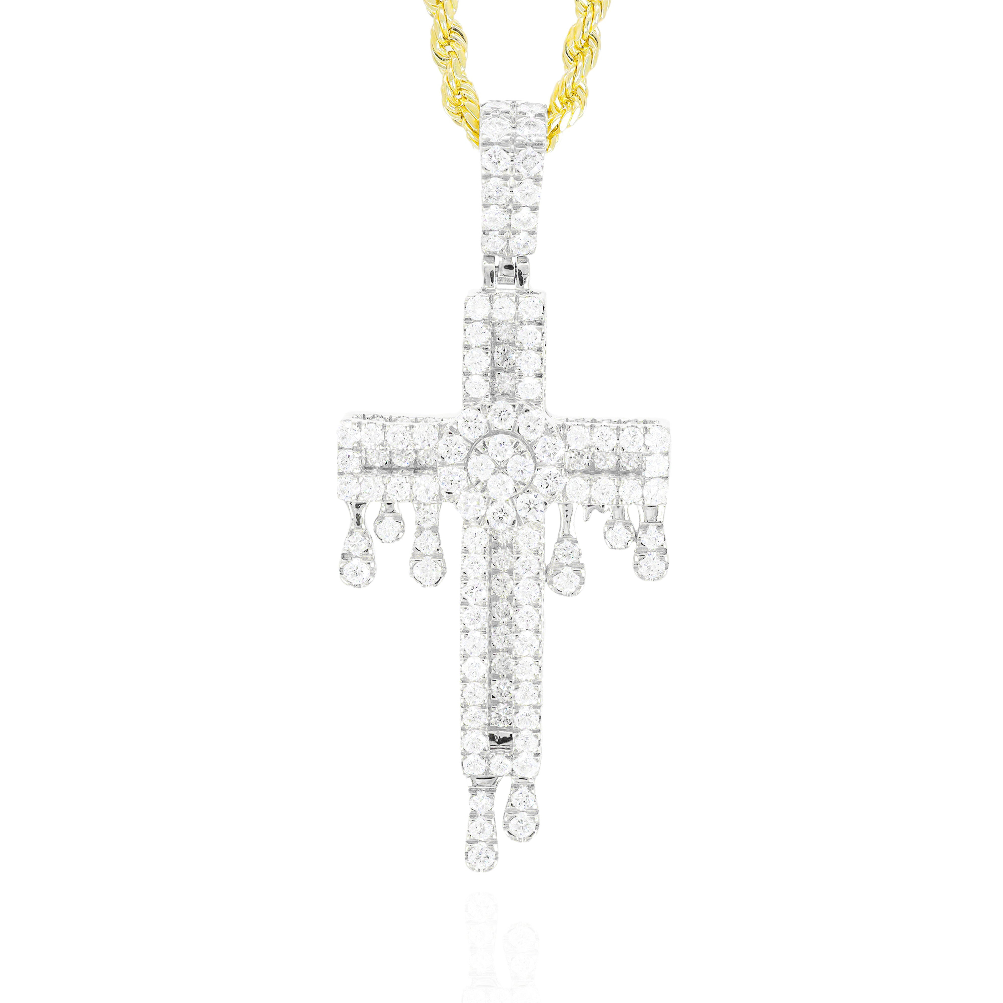 Diamond Drip Cross Pendant