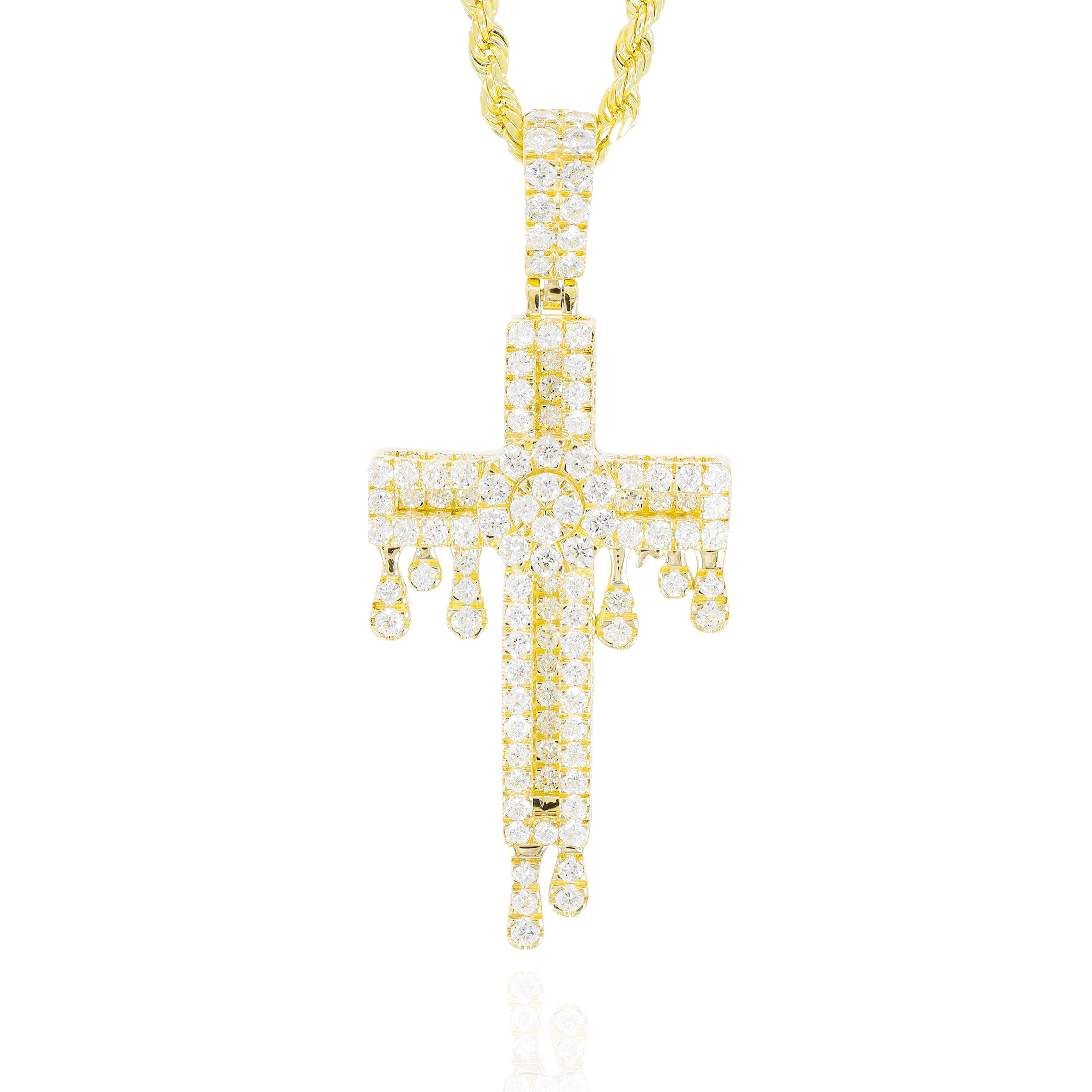 Diamond Drip Cross Pendant