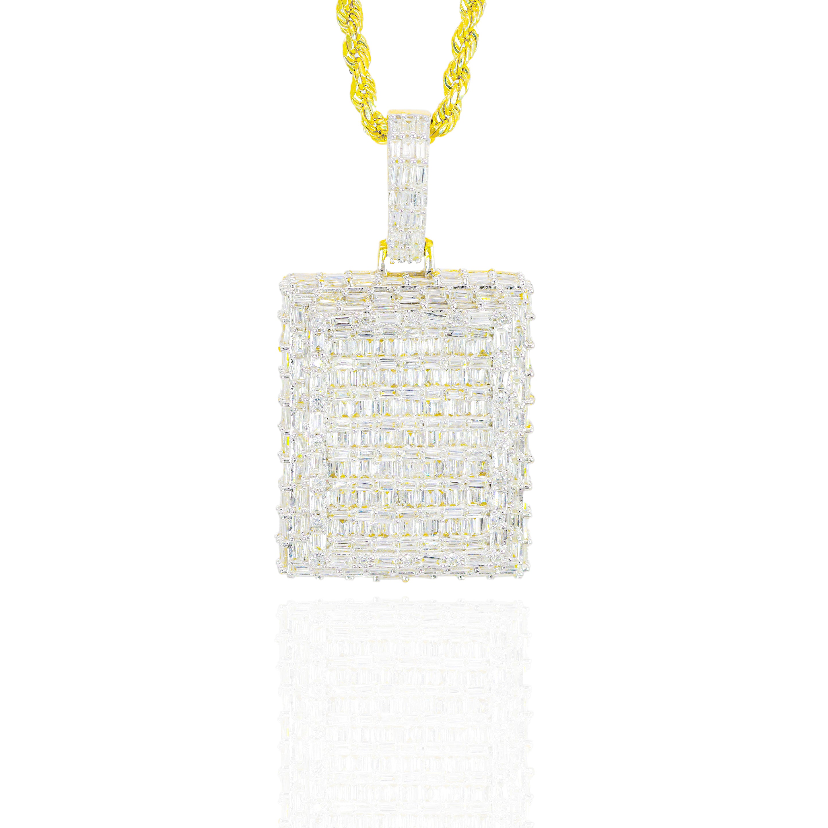 Baguette Diamond Square Tag Pendant