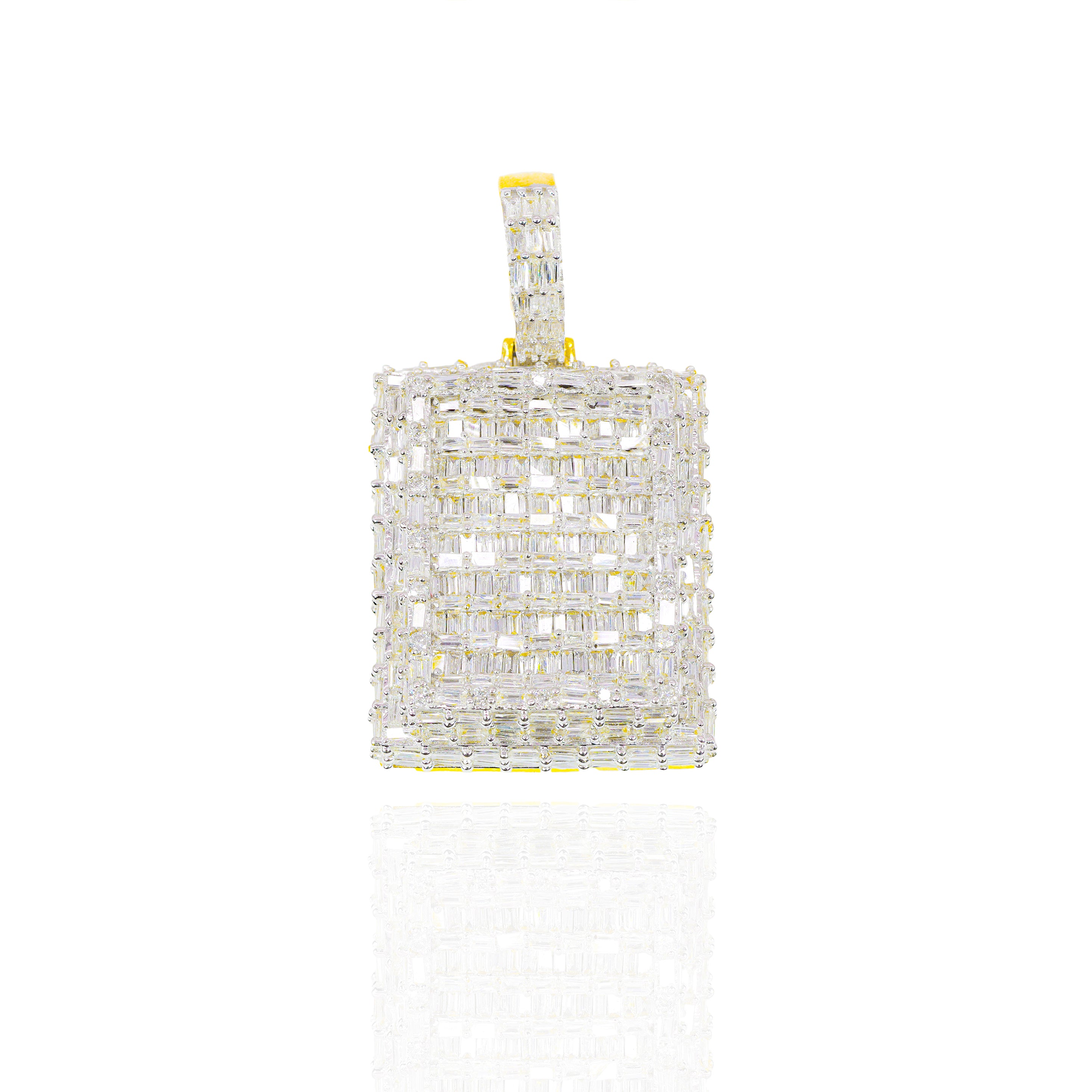 Baguette Diamond Square Tag Pendant