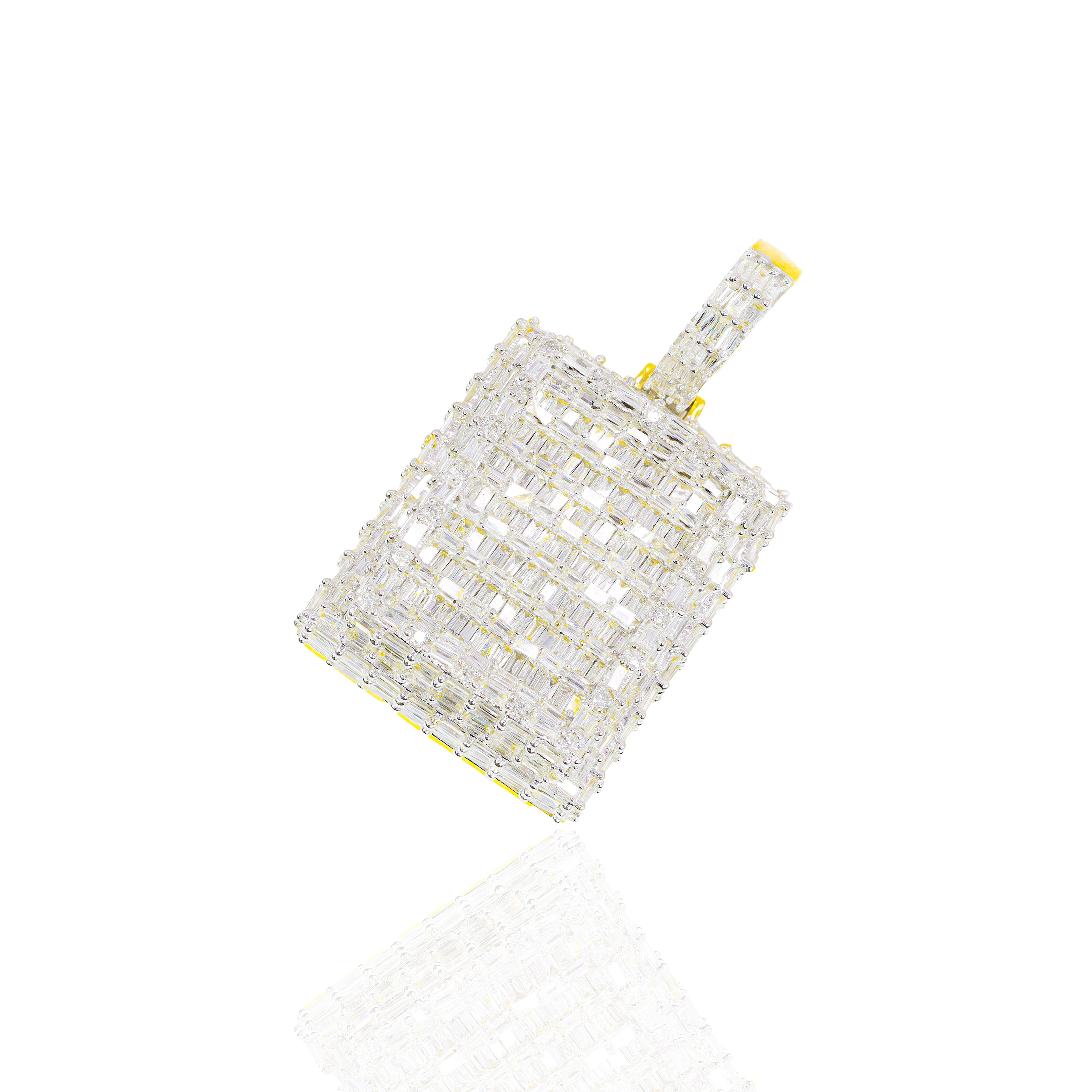 Baguette Diamond Square Tag Pendant
