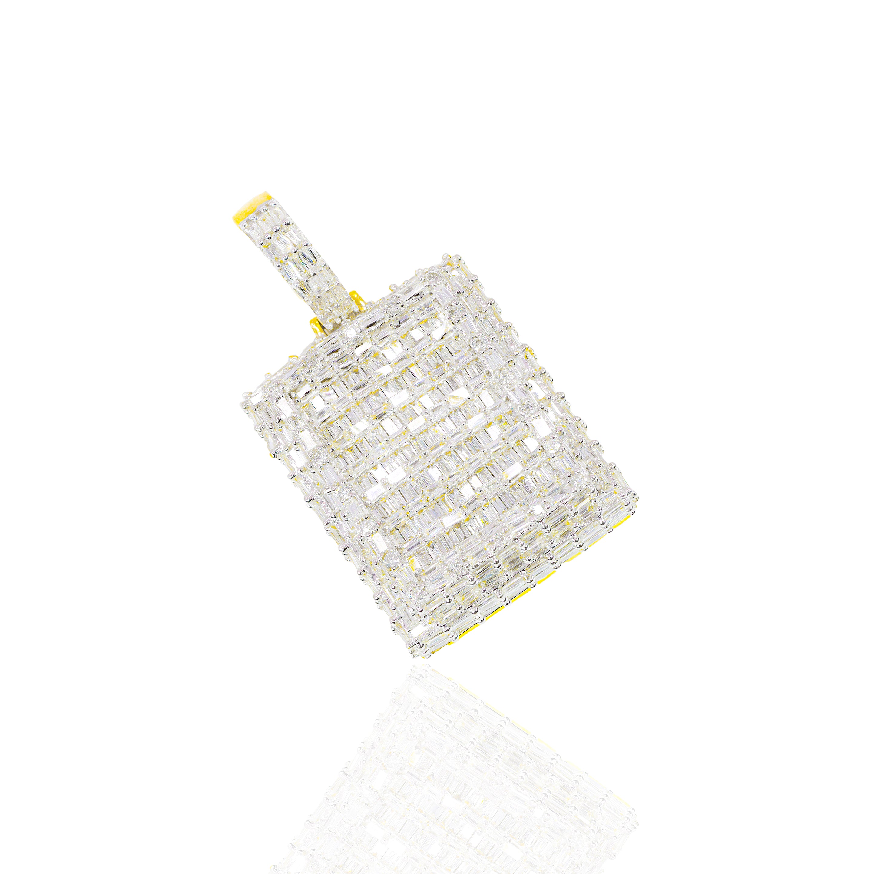 Baguette Diamond Square Tag Pendant