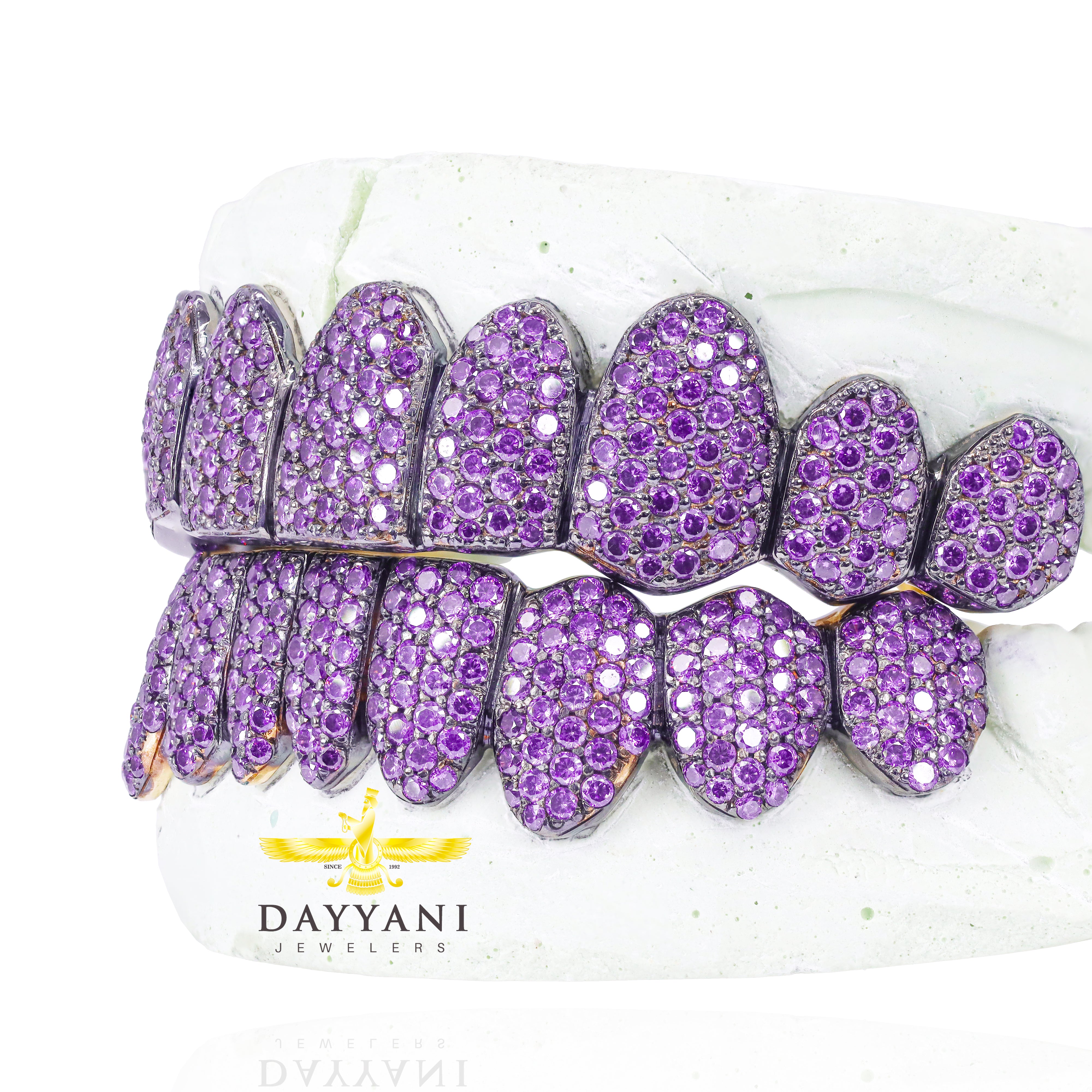 Custom Purple Gemstones & Black Rhodium Gold Grillz
