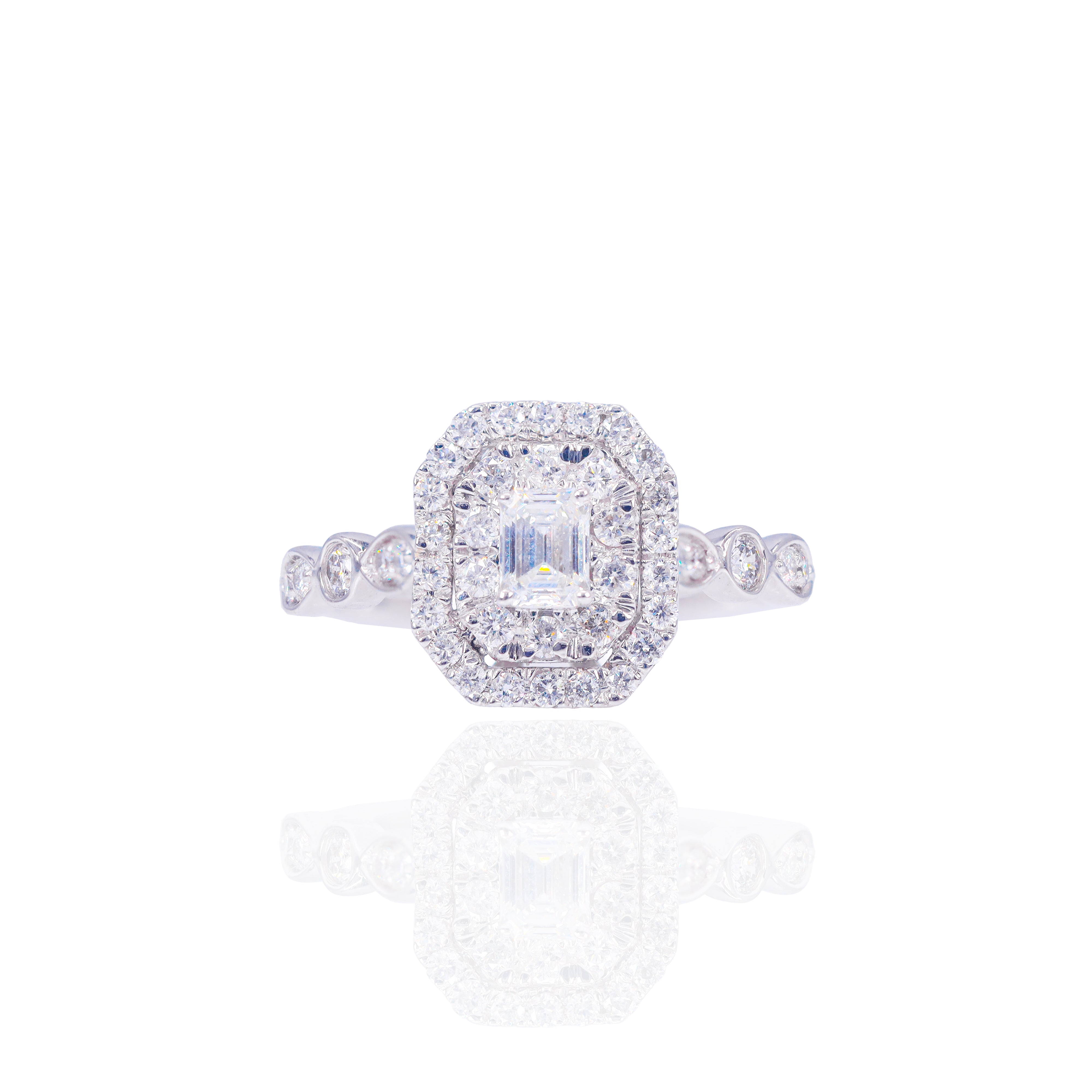 Multi-Shaped Bezeled Band Diamond Engagement Ring Duo