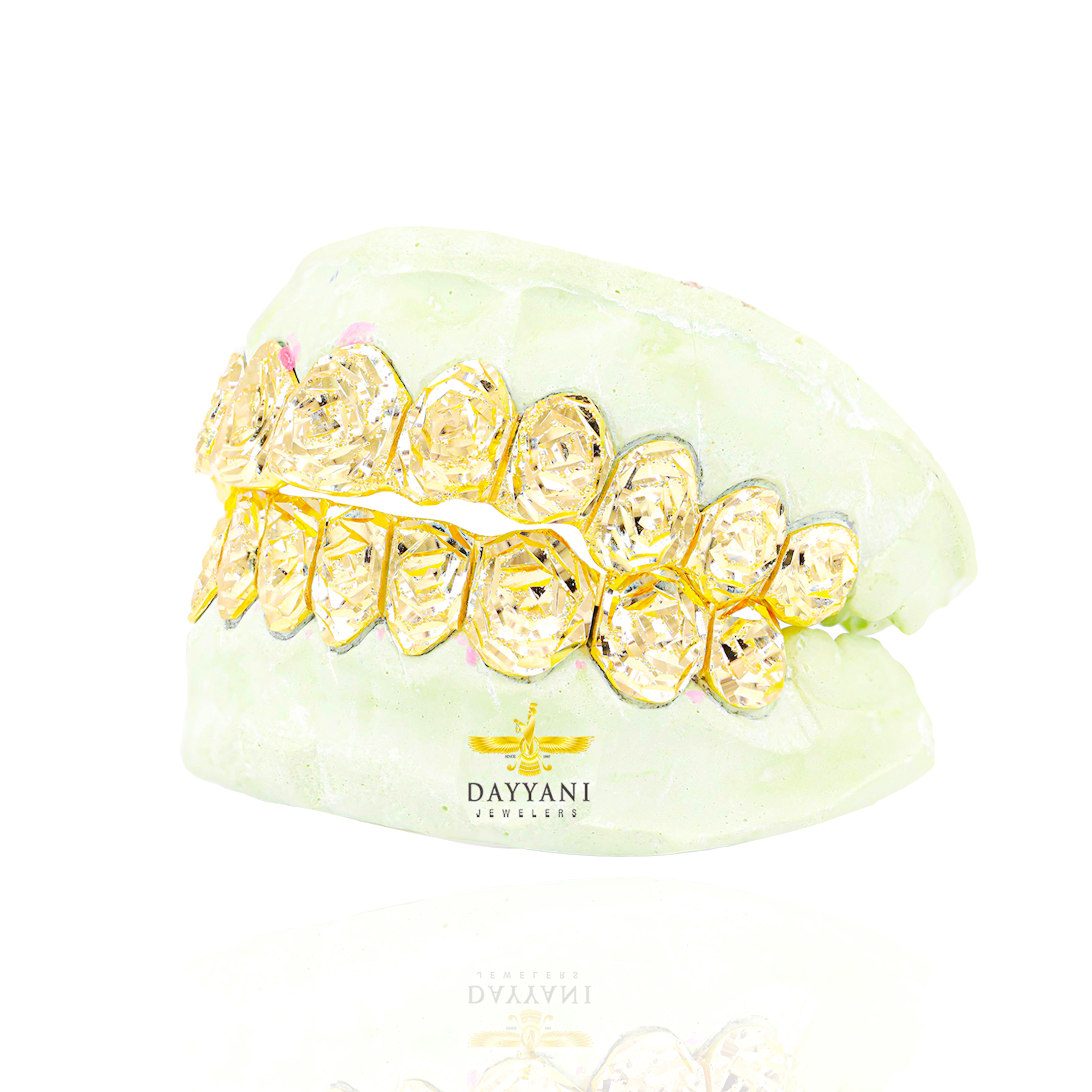 Custom Rose Cut & Diamond Dust Gold Grillz