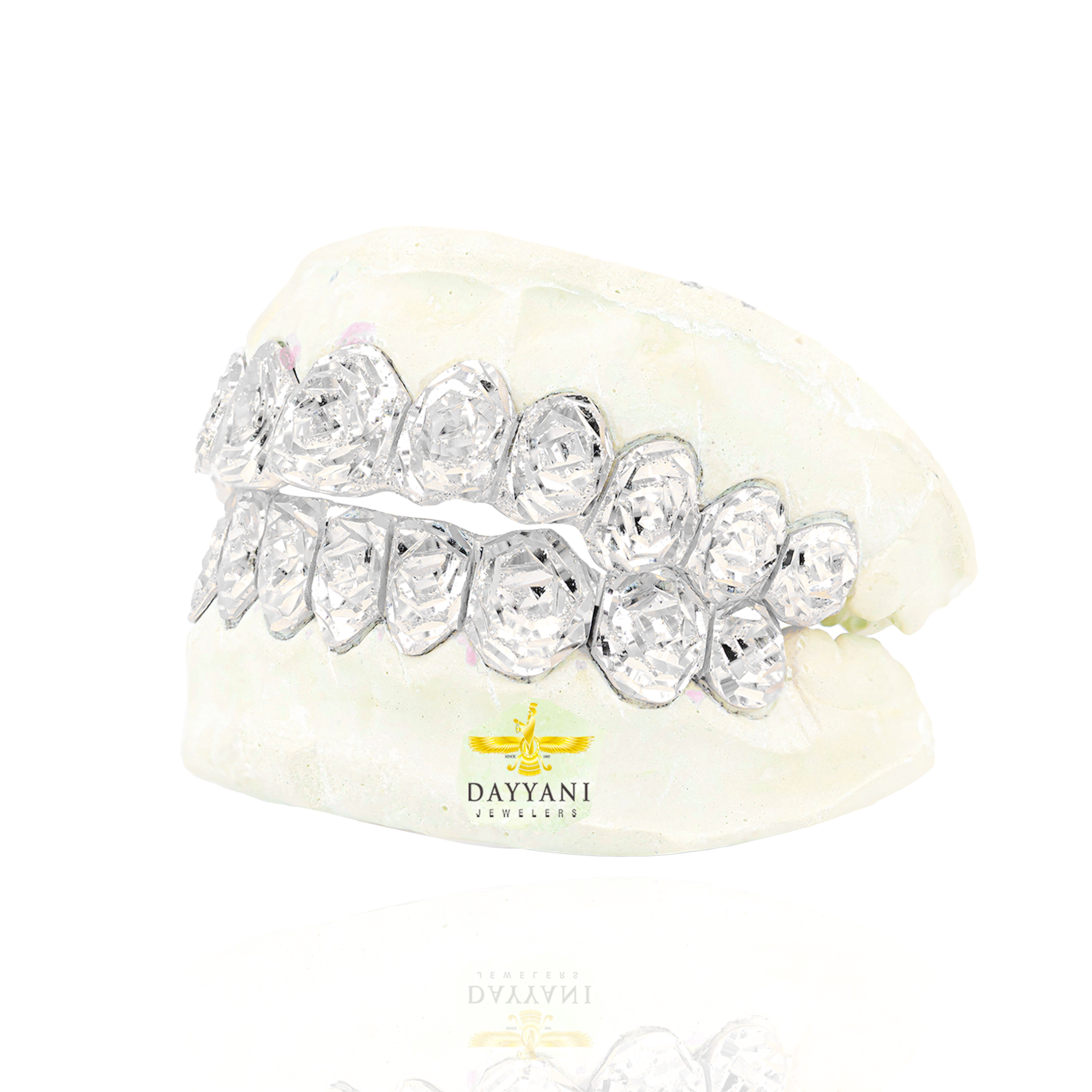 Custom Rose Cut & Diamond Dust Gold Grillz