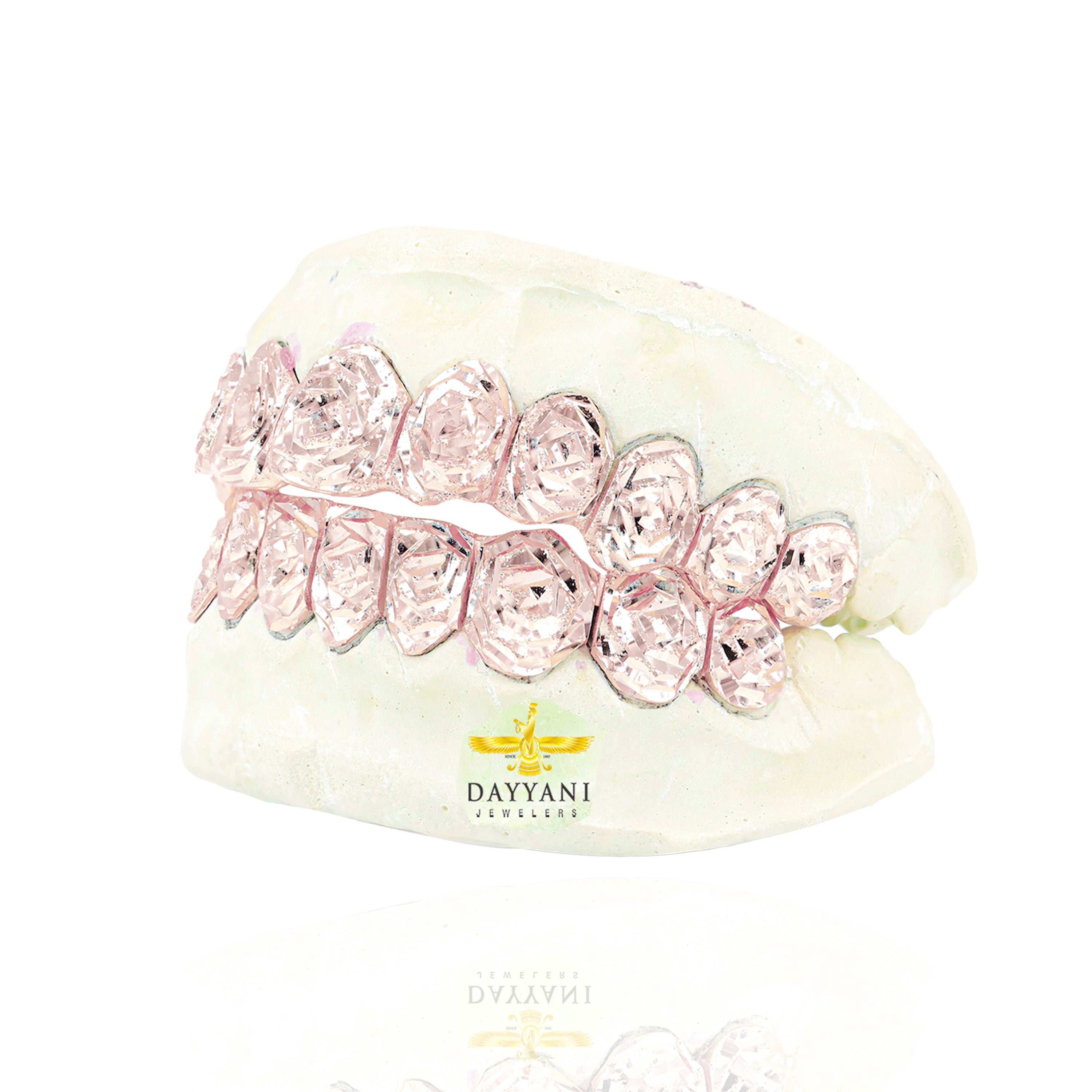 Custom Rose Cut & Diamond Dust Gold Grillz