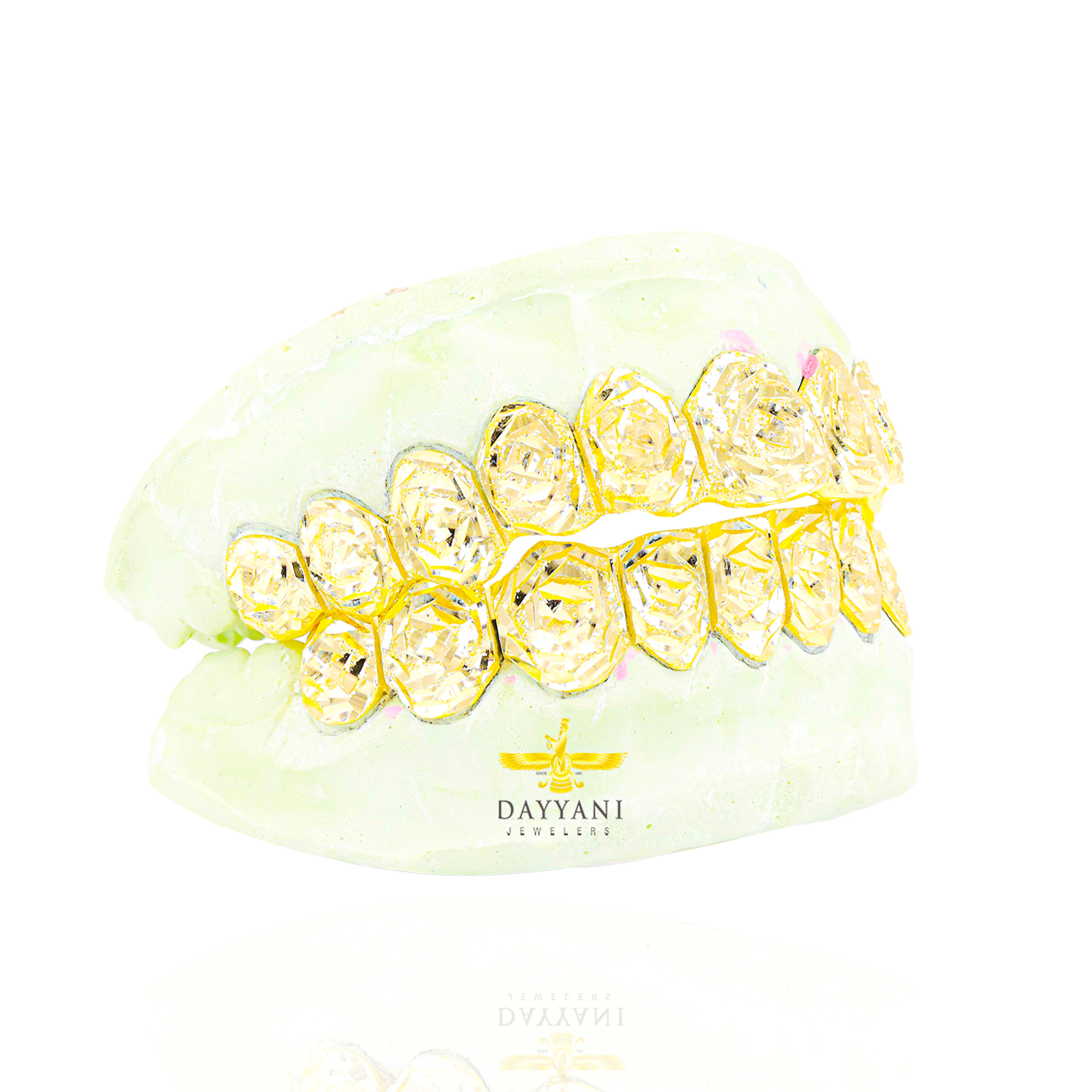 Custom Rose Cut & Diamond Dust Gold Grillz