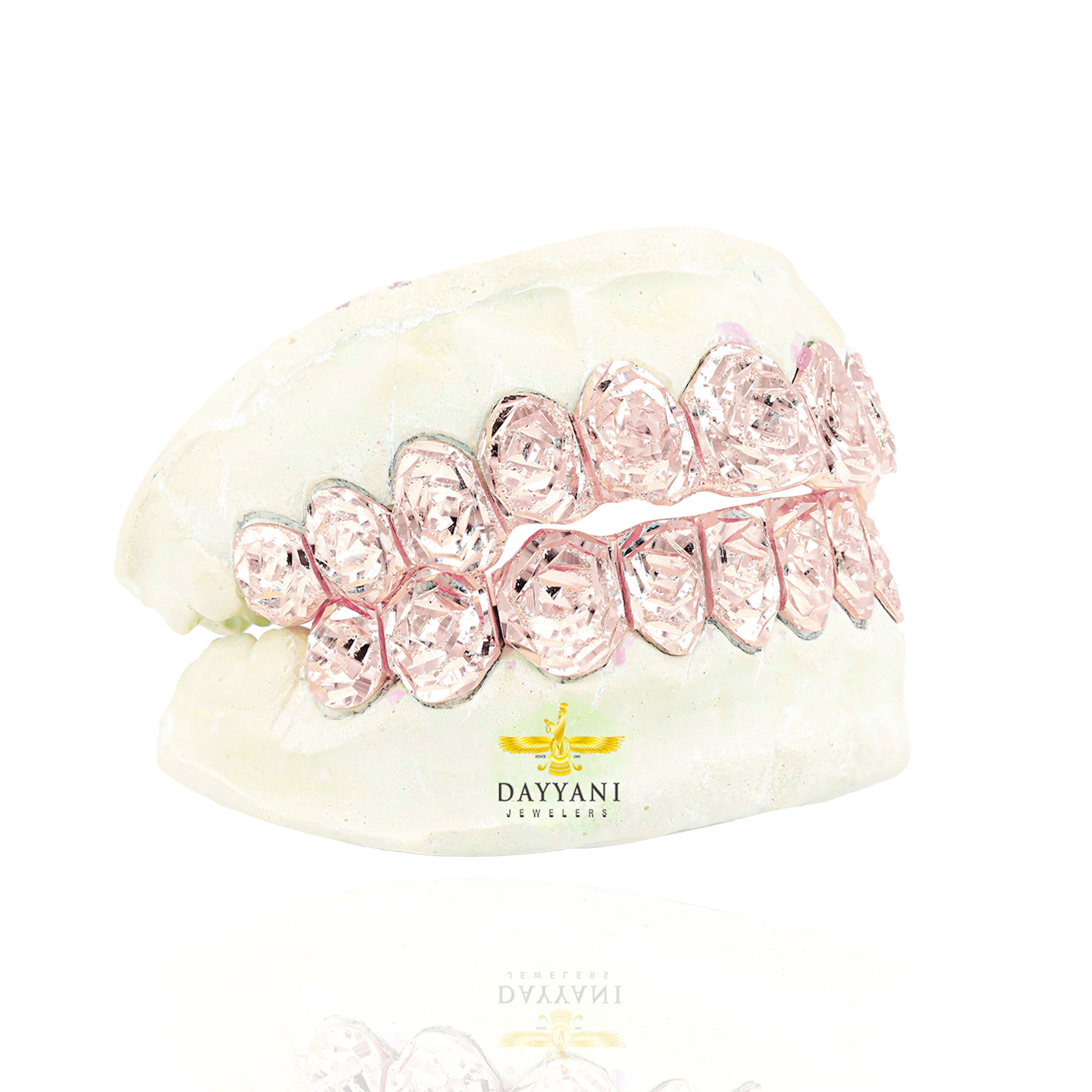 Custom Rose Cut & Diamond Dust Gold Grillz
