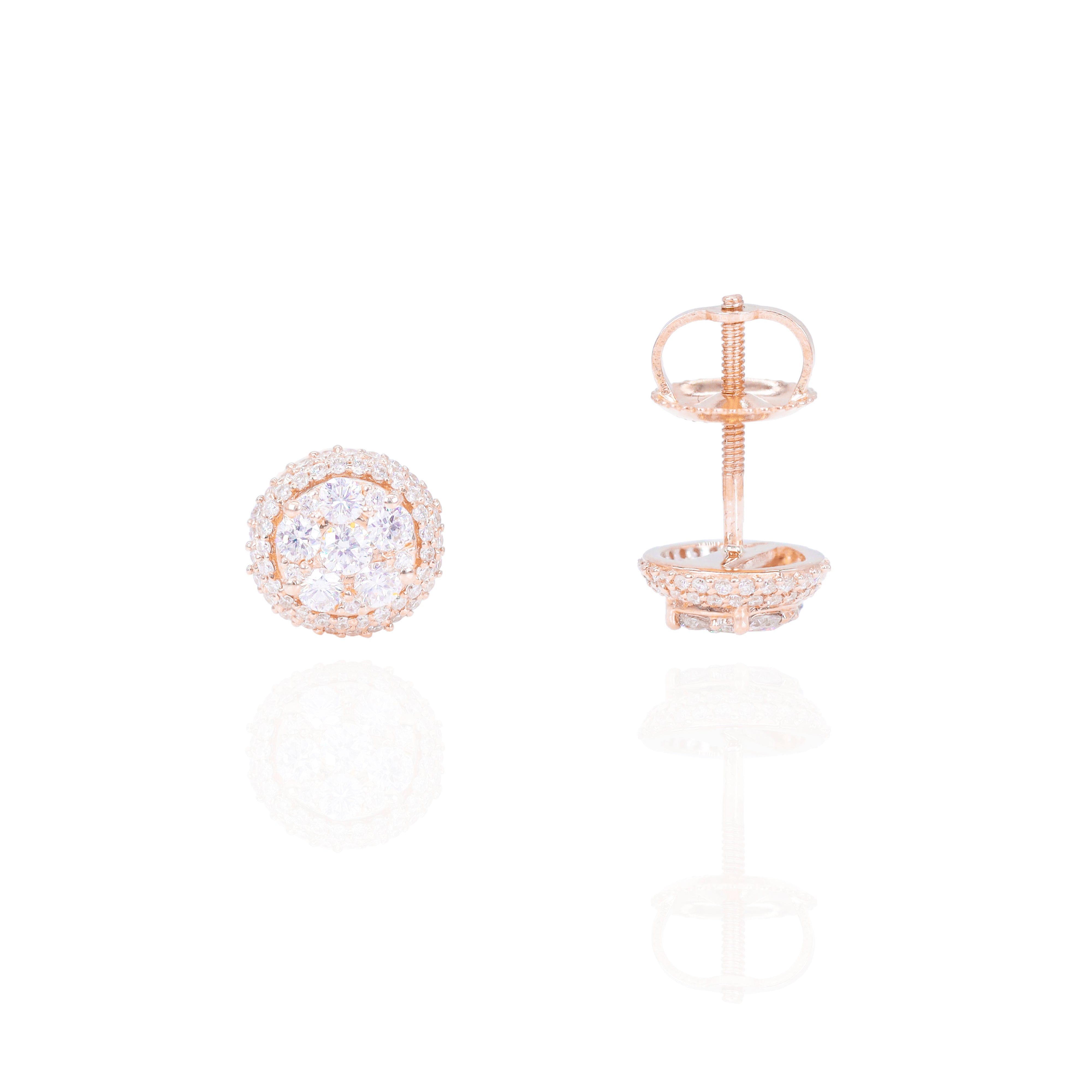 Round Dome Diamond Earrings