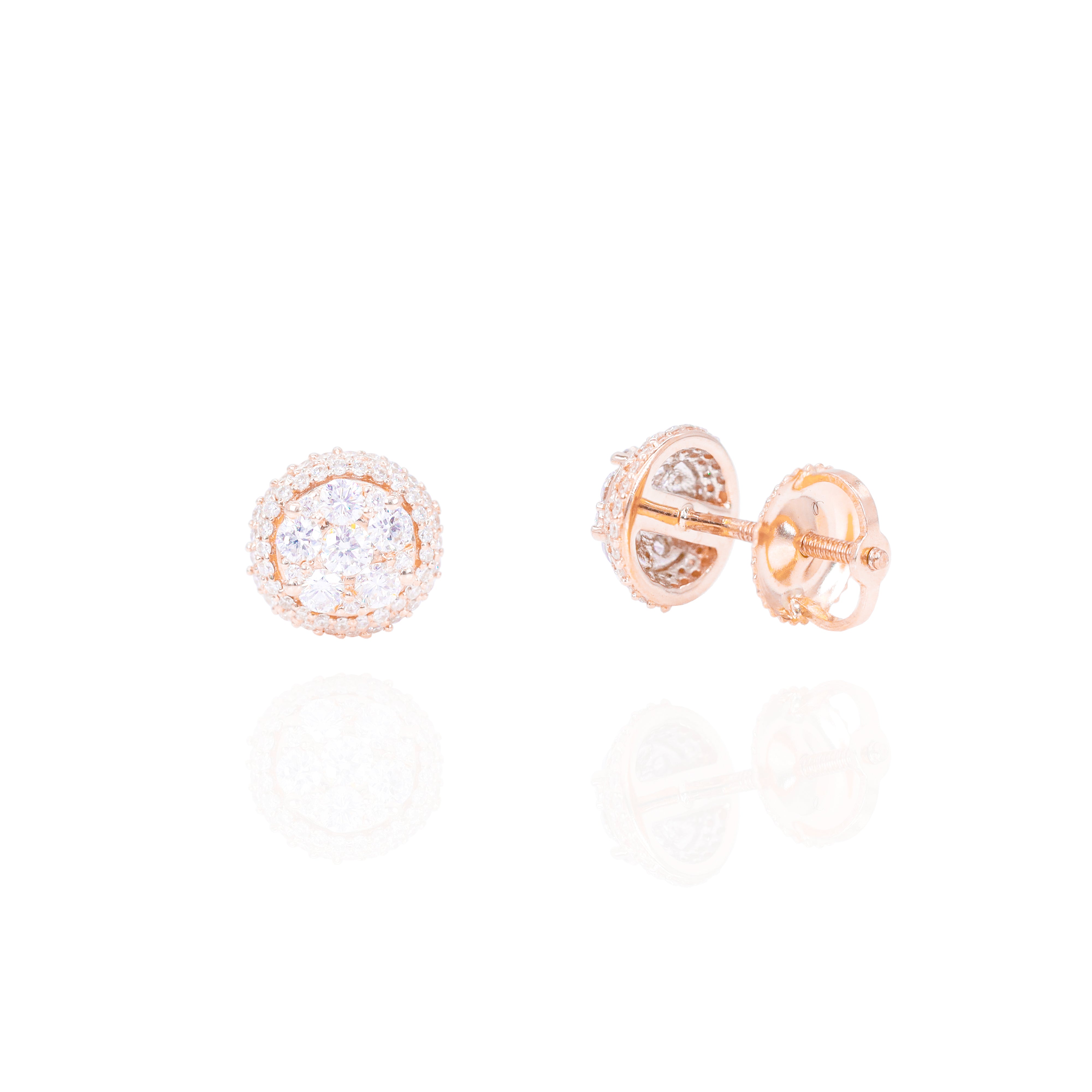 Round Dome Diamond Earrings