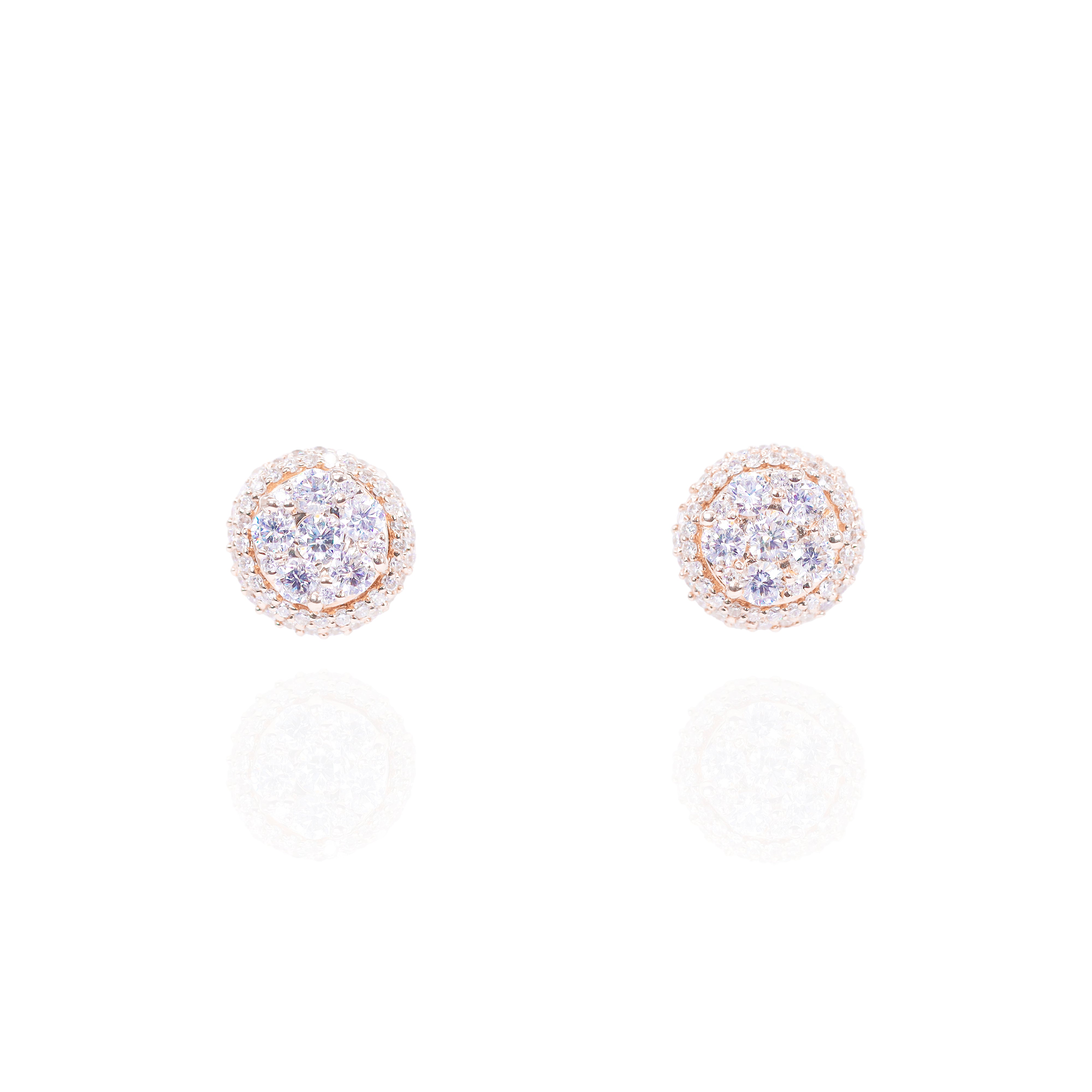 Round Dome Diamond Earrings