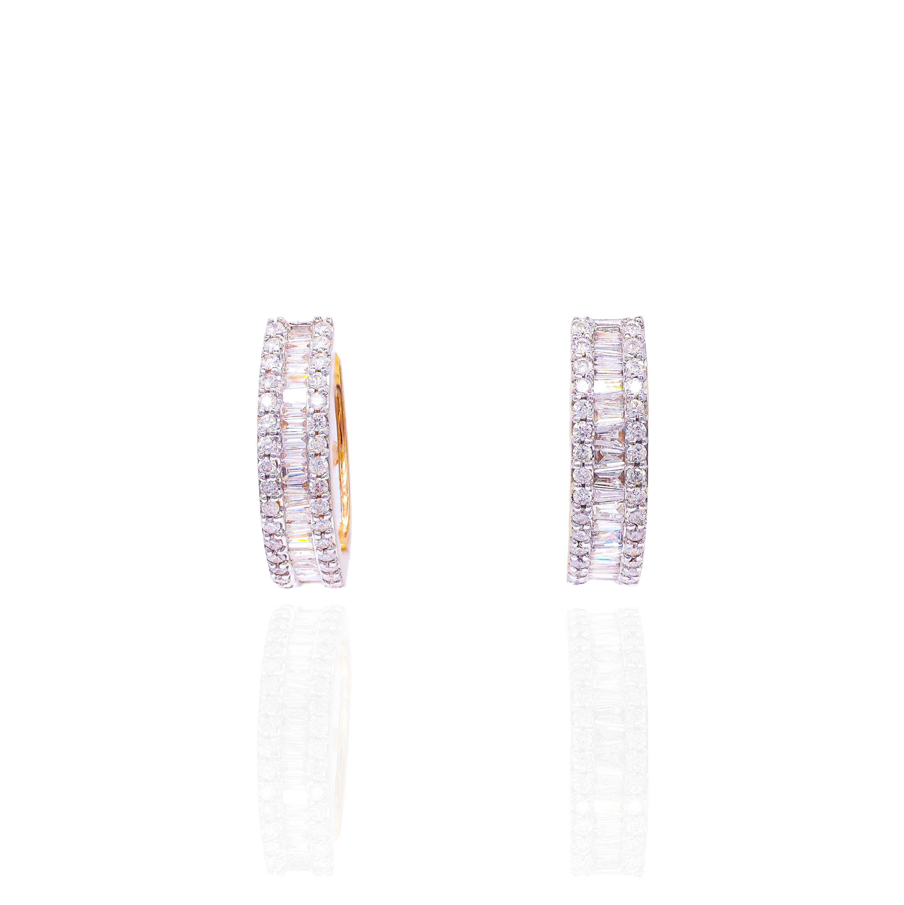 Large Baguette Diamond Hoop Earrings