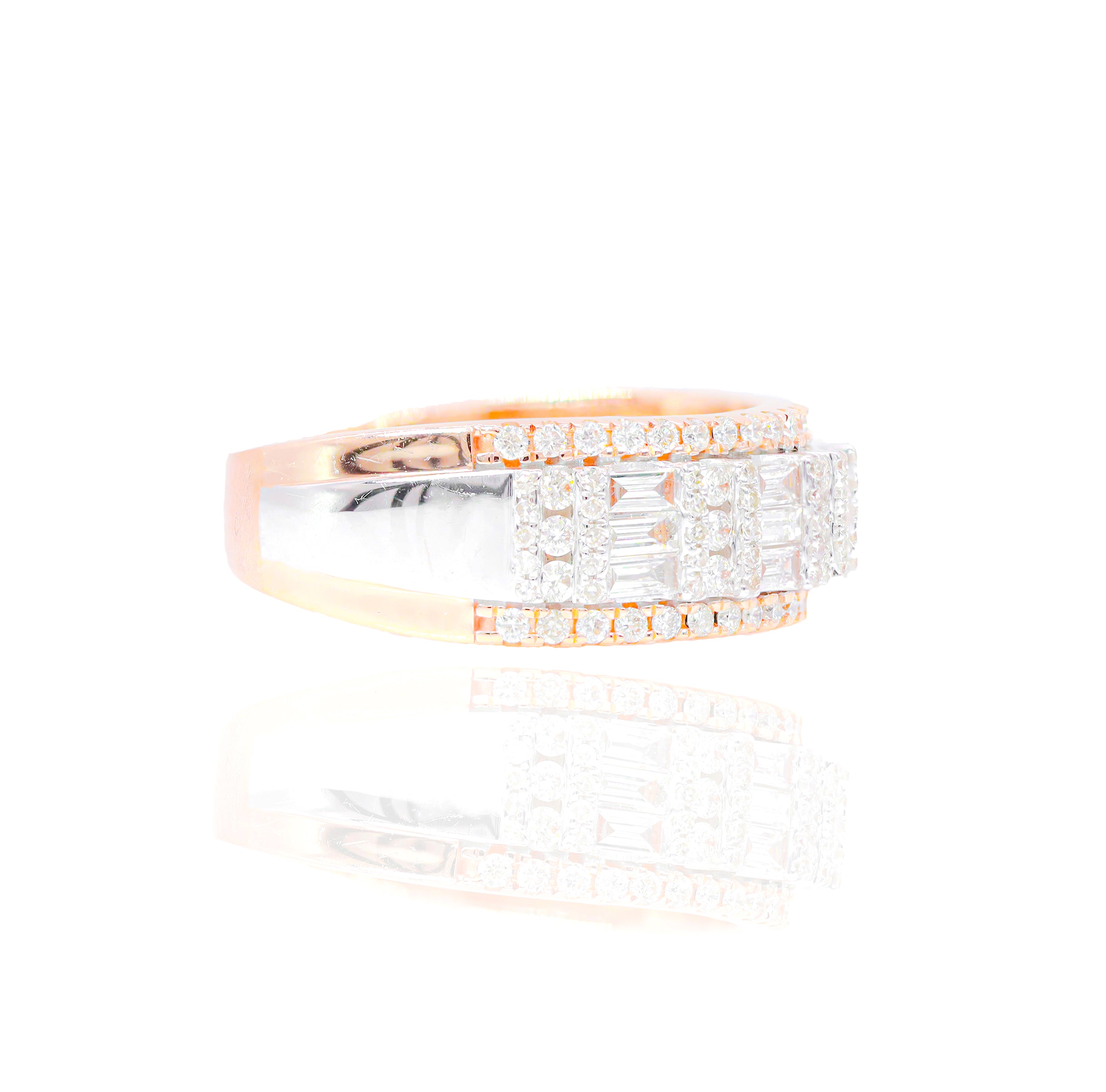 Two-Tone Baguette & Round Diamond Ring Band