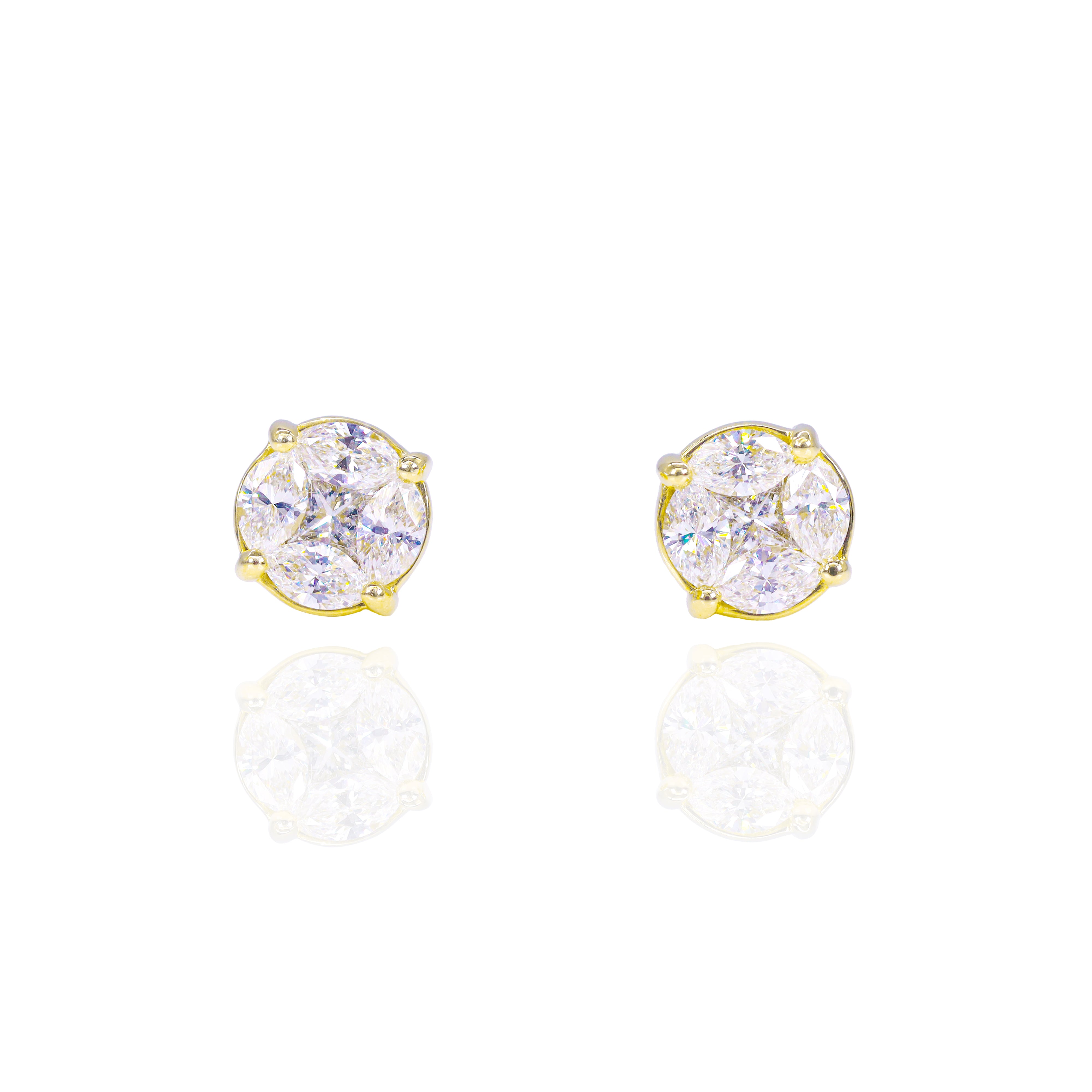 Marquise & Princess Cut Bezel Set Diamond Earrings