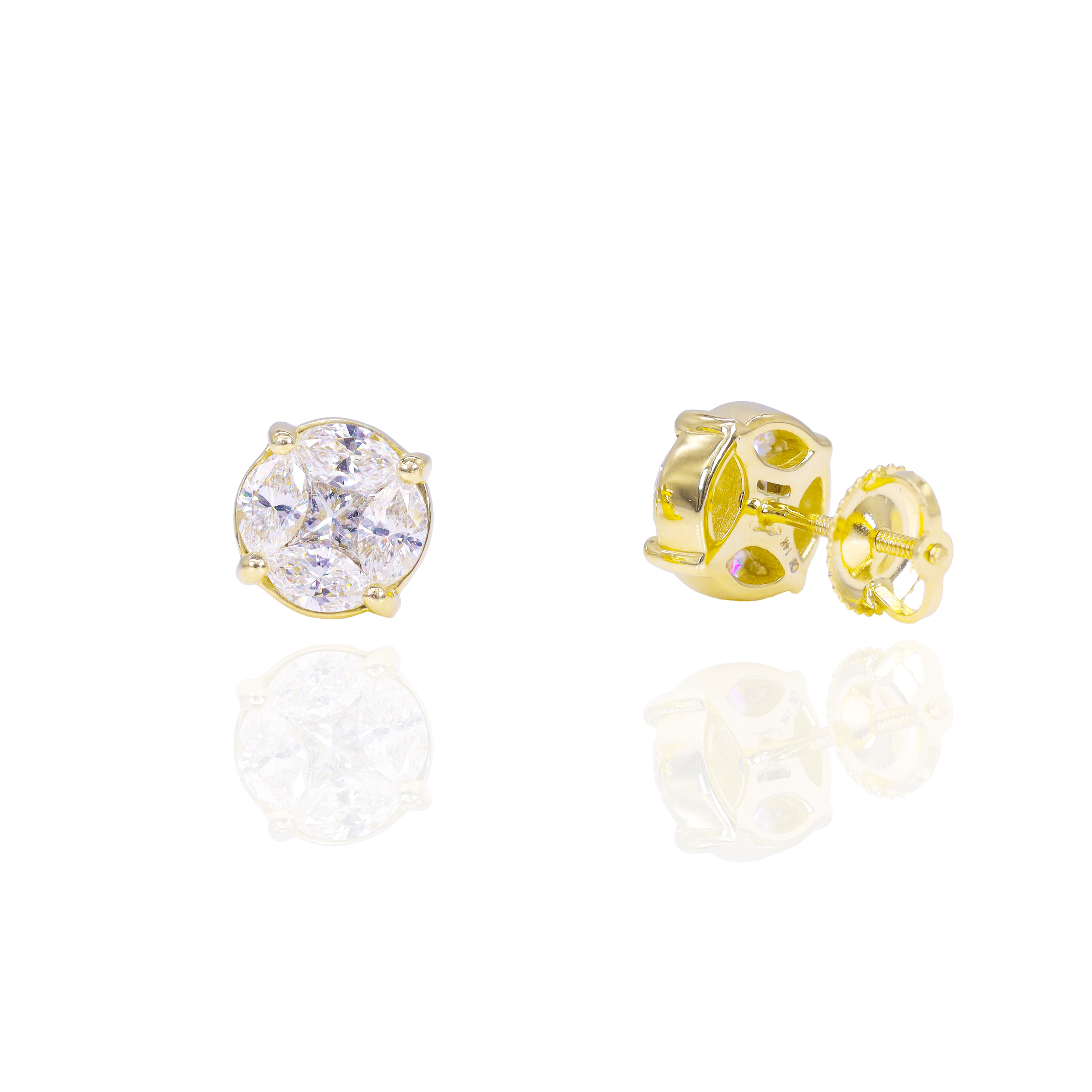 Marquise & Princess Cut Bezel Set Diamond Earrings