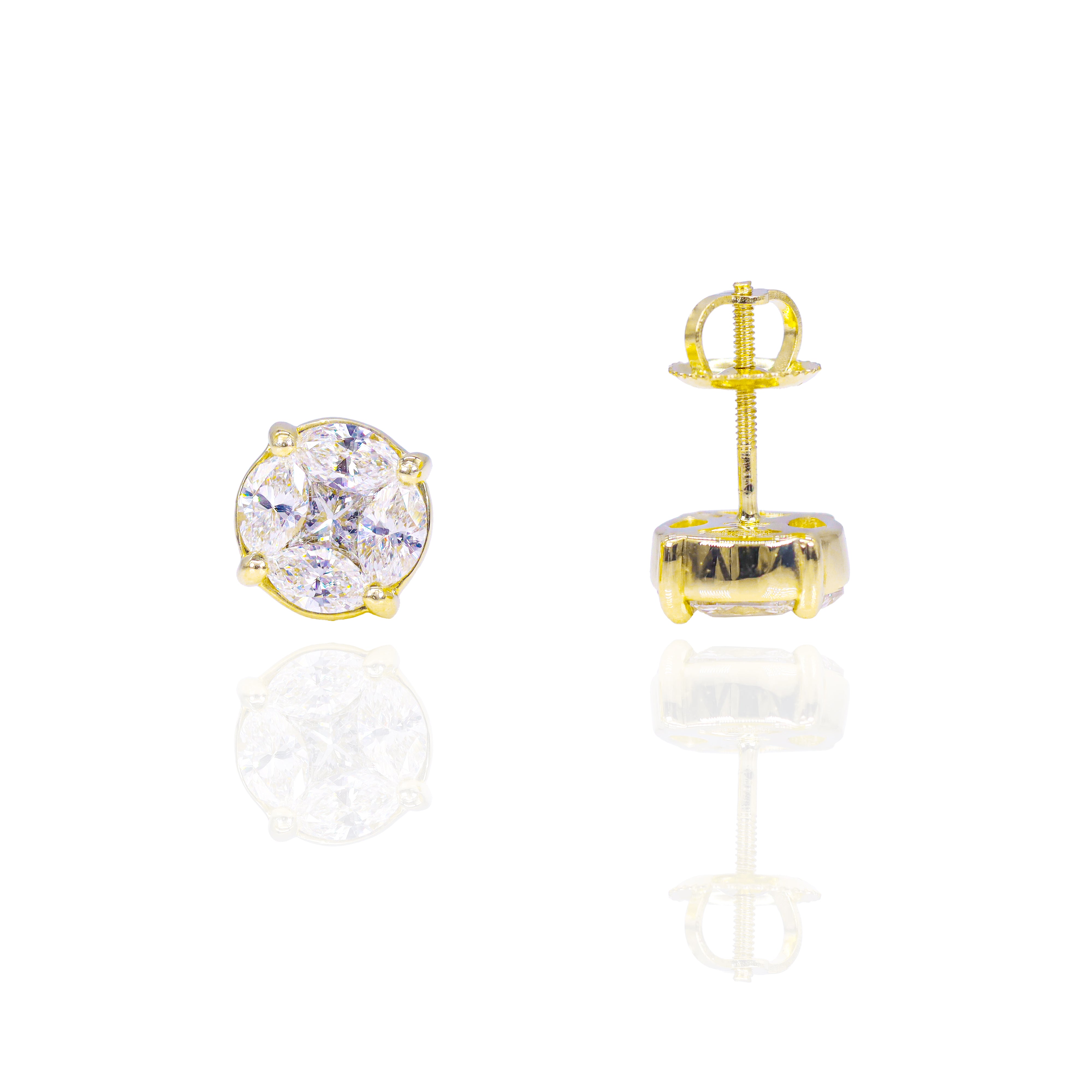 Marquise & Princess Cut Bezel Set Diamond Earrings