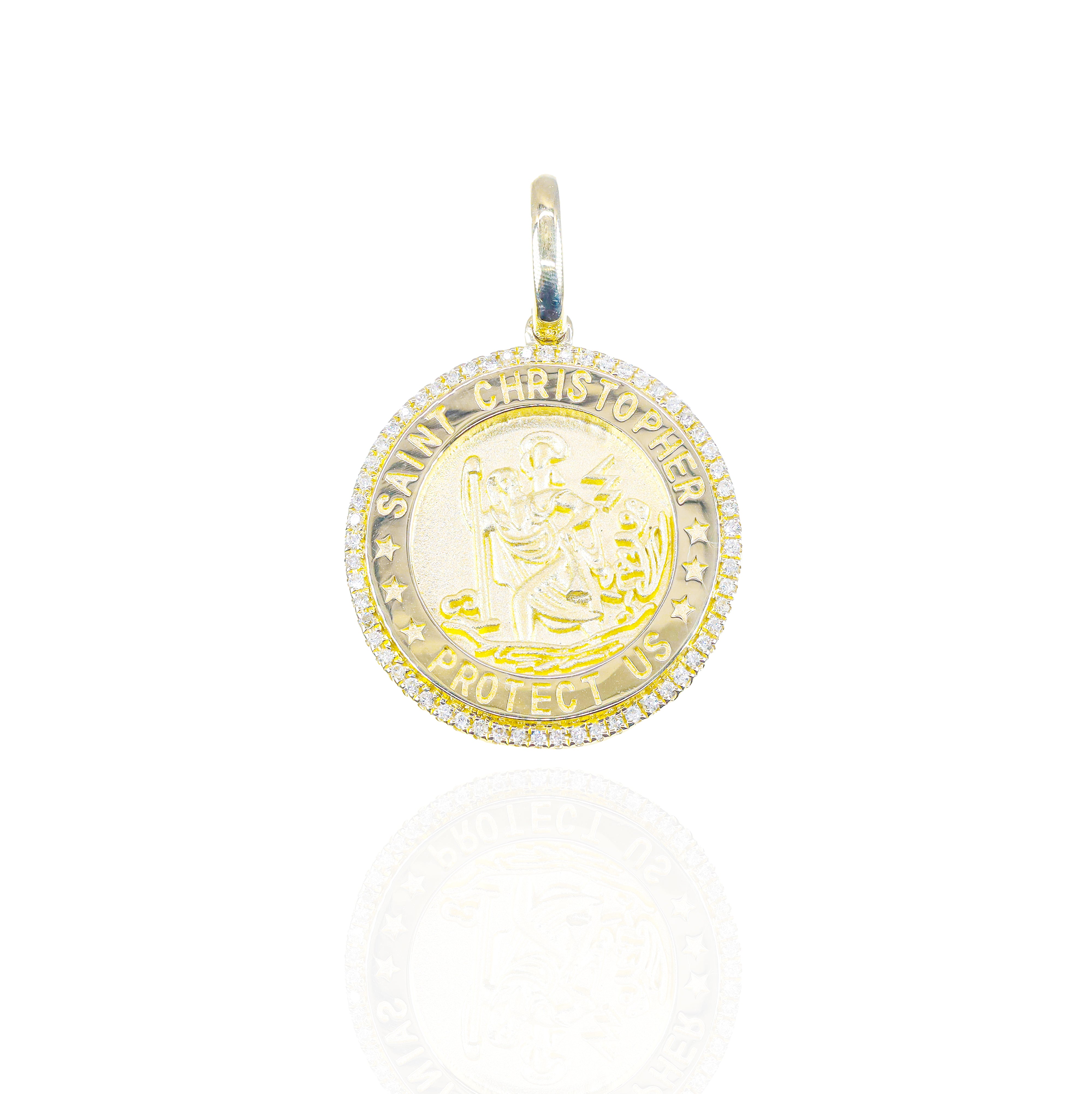 St.Christopher Gold Protect Us Diamond Pendant