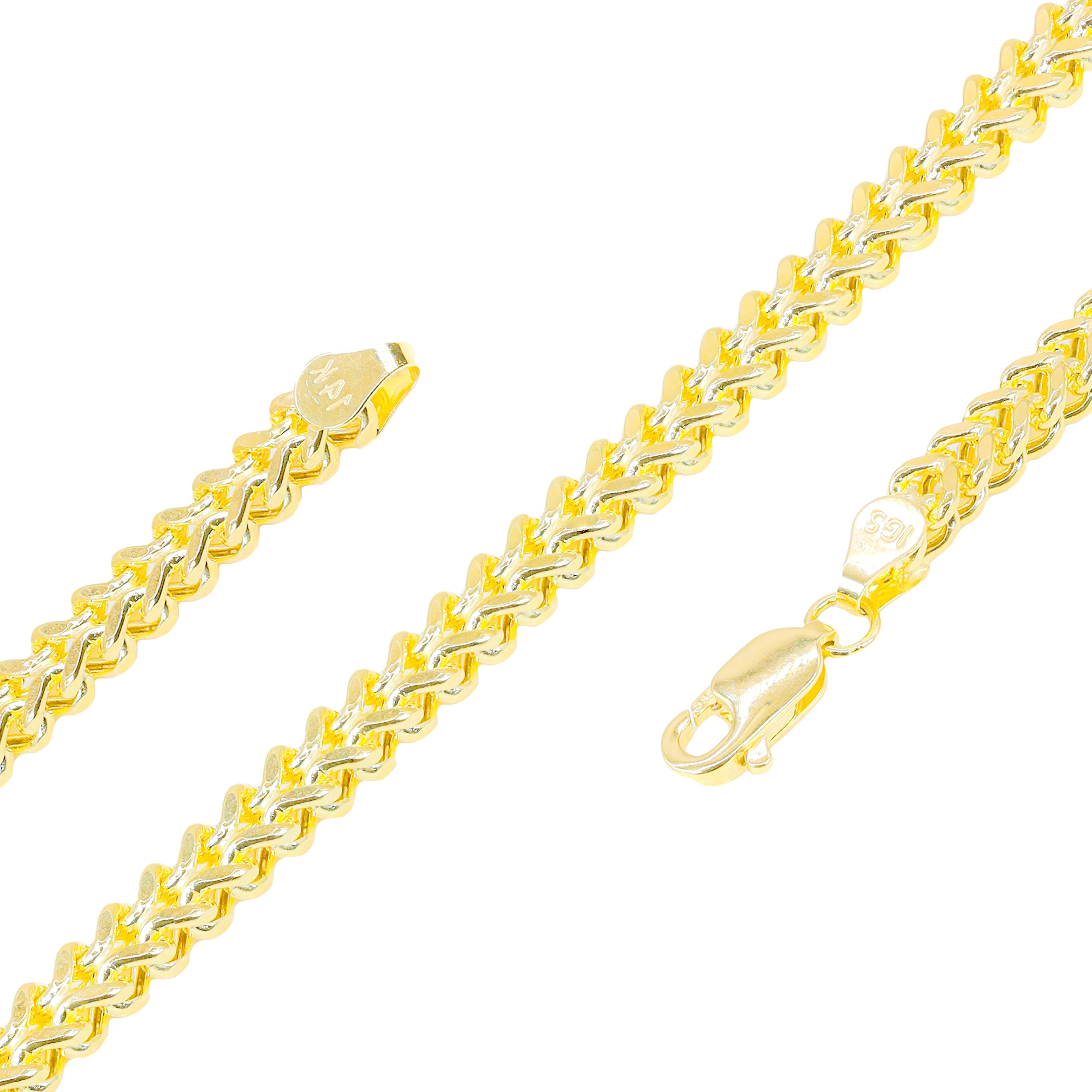 14KT Semi-Solid Square Franco Yellow Gold Chain