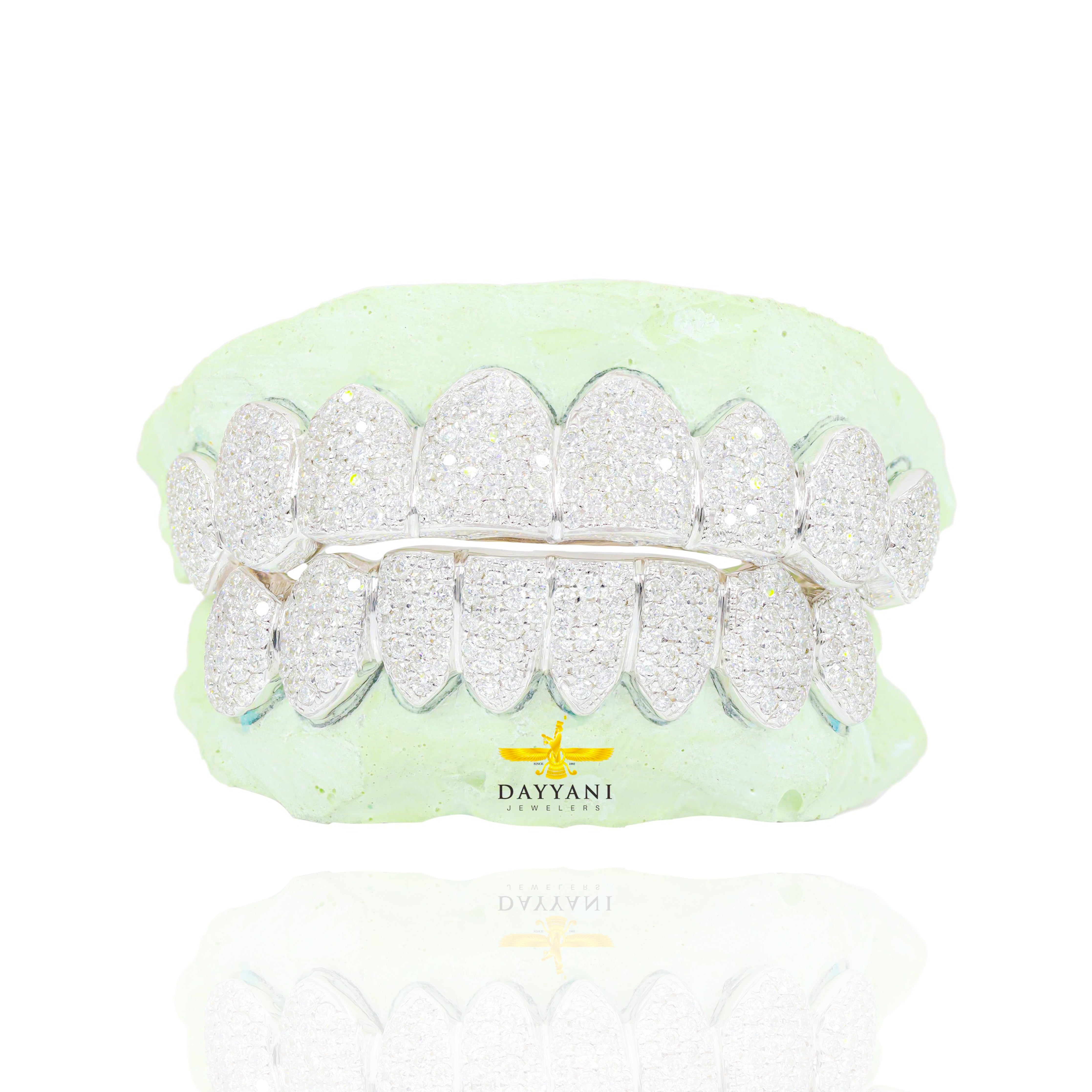 Custom SI Clarity Diamond Grillz Hand Set Natural Diamonds Gold Grillz (Zig-Zag Setting)