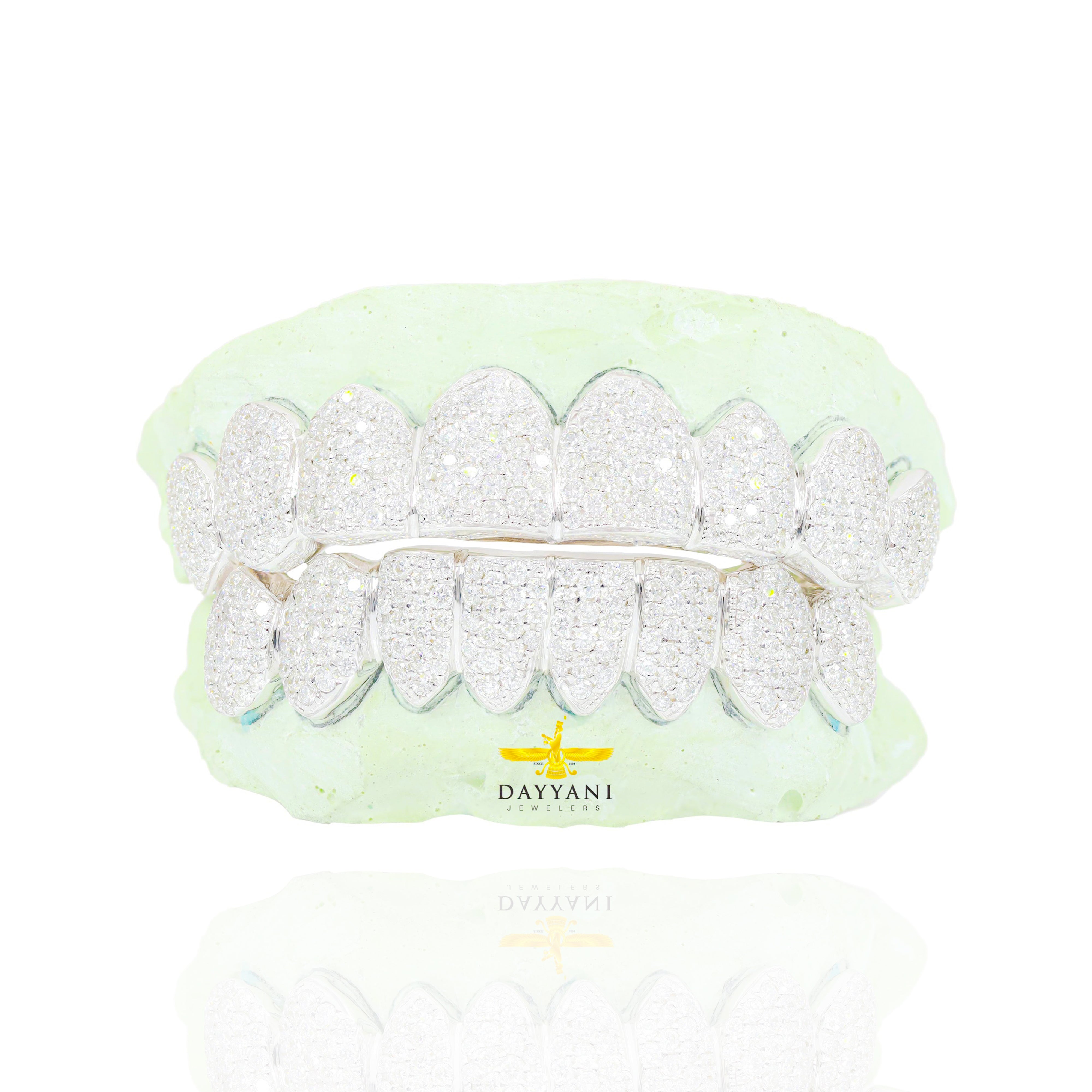 Custom SI Clarity Diamond Grillz Hand Set Natural Diamonds Gold Grillz (Zig-Zag Setting)