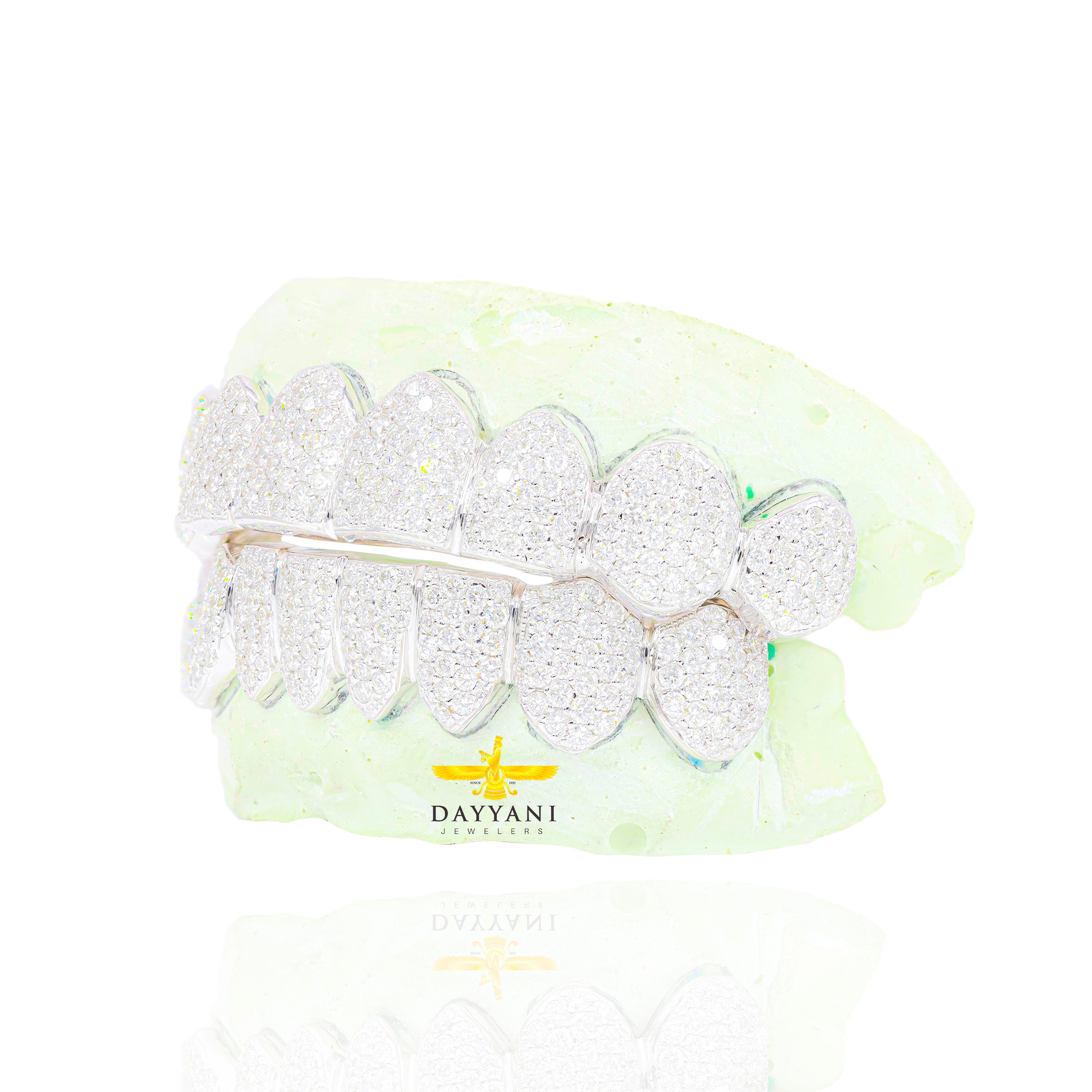 Custom SI Clarity Diamond Grillz Hand Set Natural Diamonds Gold Grillz (Zig-Zag Setting)