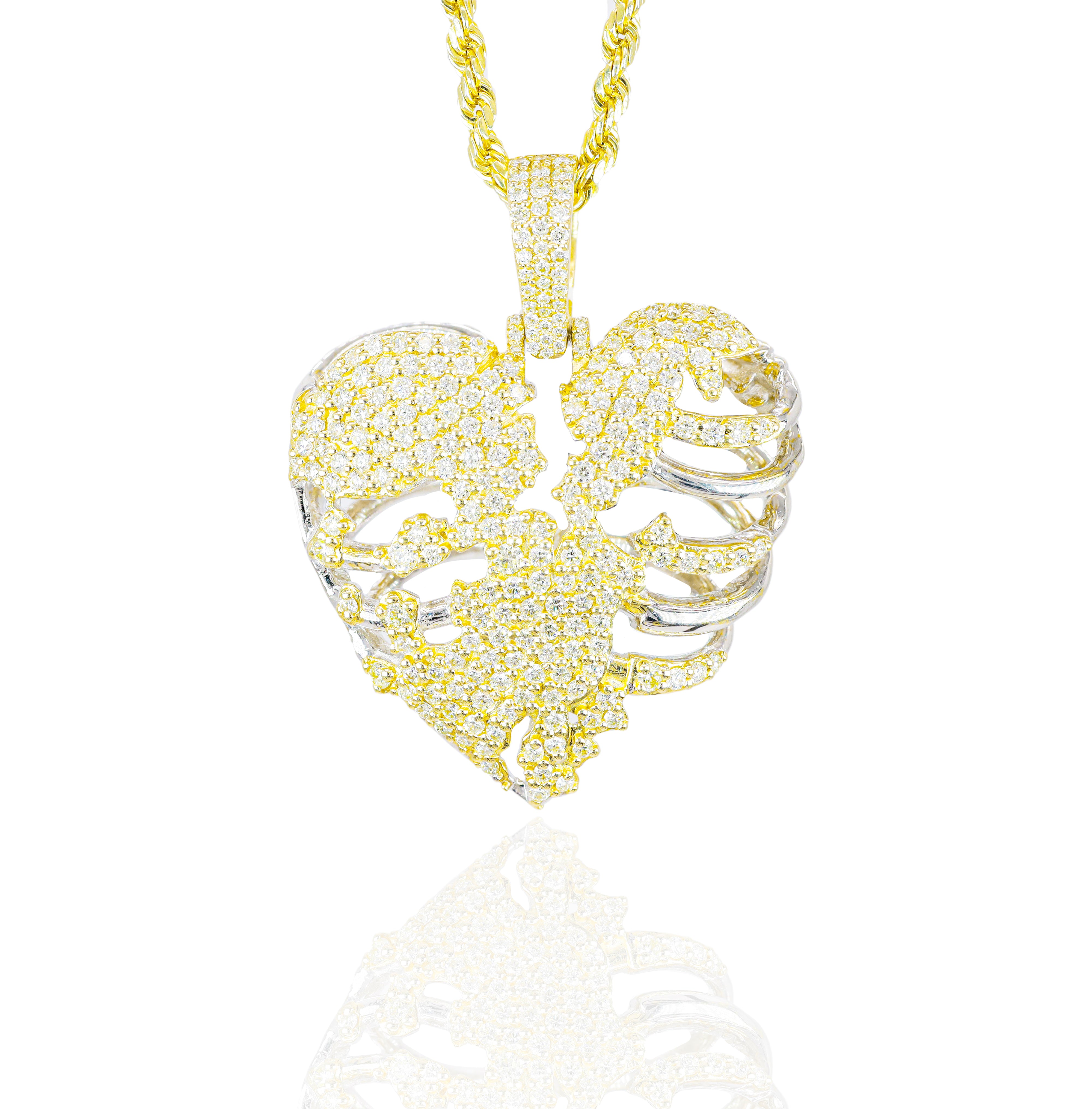 Diamond Heart Skeleton Pendant (Large)