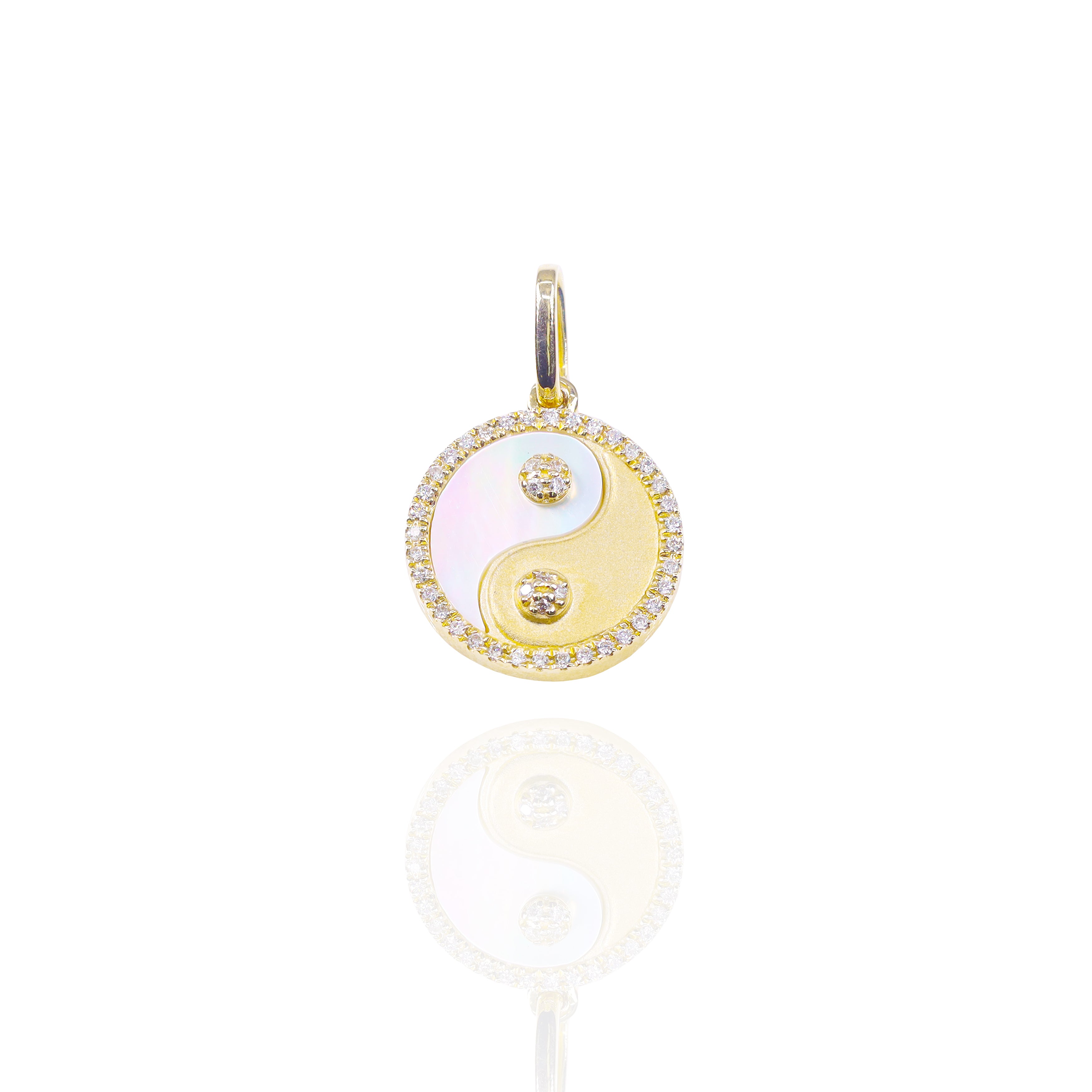 Yin-Yang Medallion Diamond Pendant with Mother of Pearl