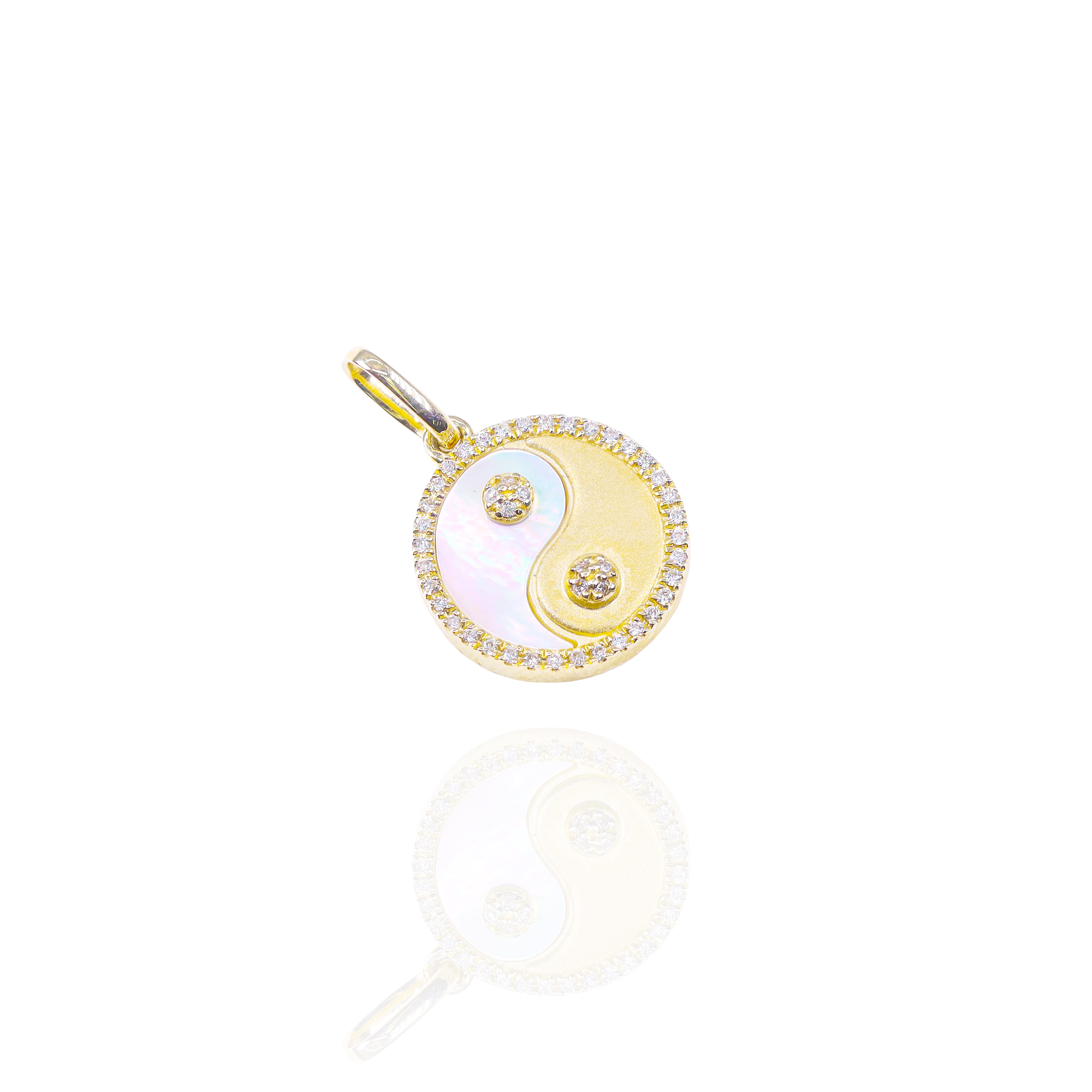 Yin-Yang Medallion Diamond Pendant with Mother of Pearl